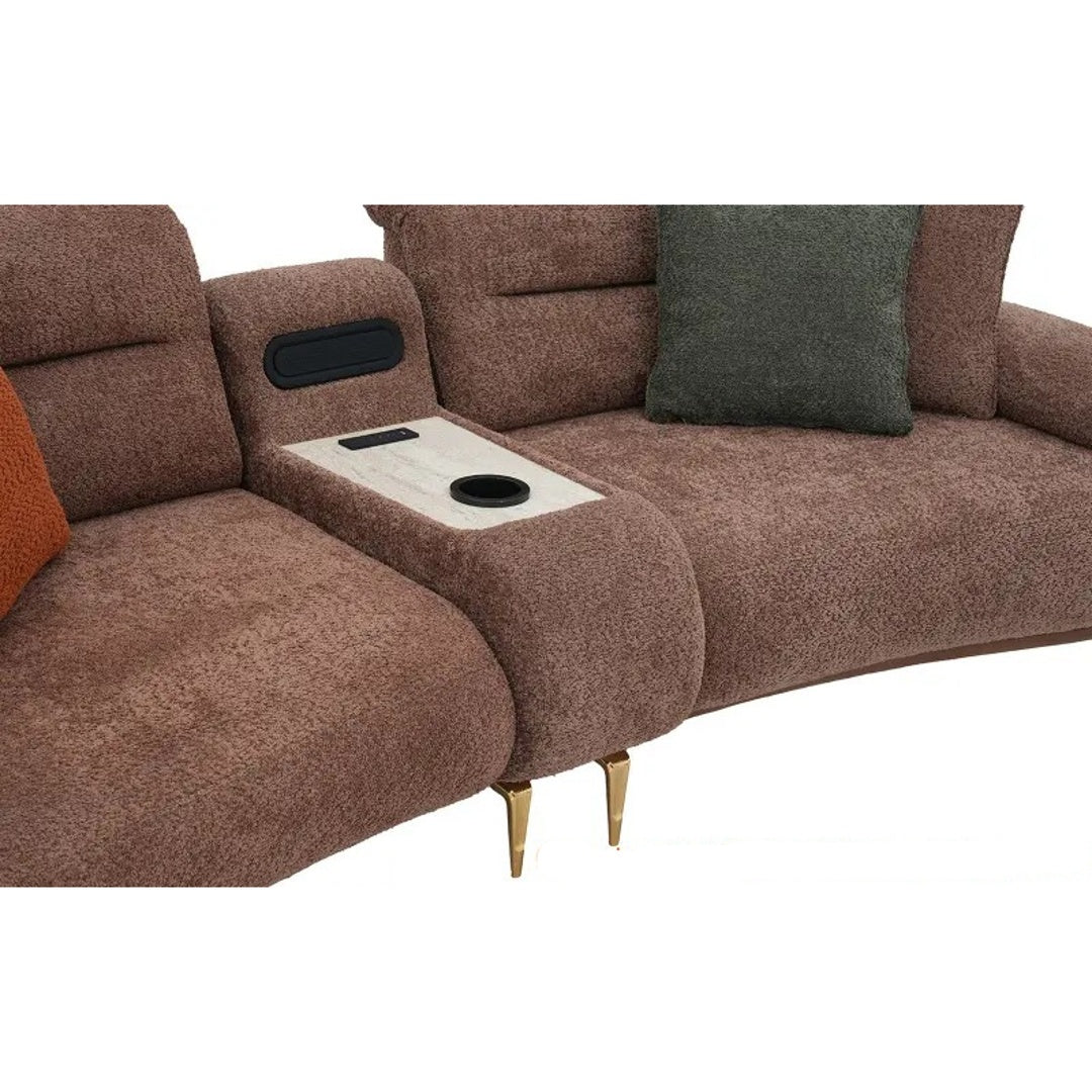Luxury Italian Wooden Sofa Modern Designer Soft Fabric Upholstery High Density Foam Cushion Solid Wood Frame Center Console Premium Comfort