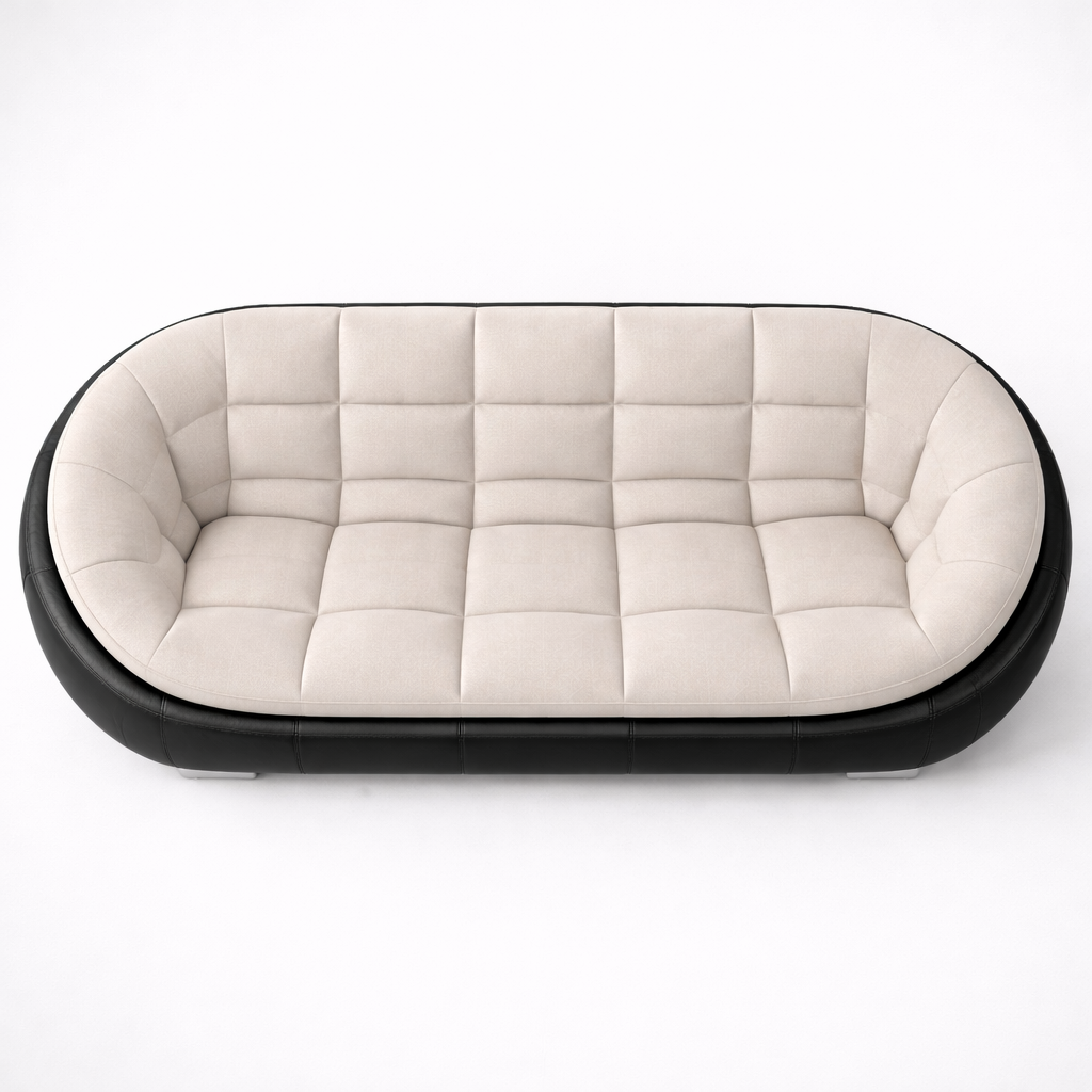 Wooden Sofa Modern Curved Design Soft Fabric Upholstery High Density Foam Cushion Solid Wood Frame Handcrafted Premium Comfort Seating