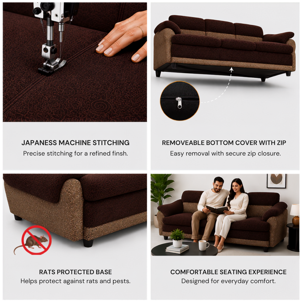 Modern Luxury Upholstered Sofa with Premium Cushioning, Designer Armrests & Contemporary Living Room Furniture
