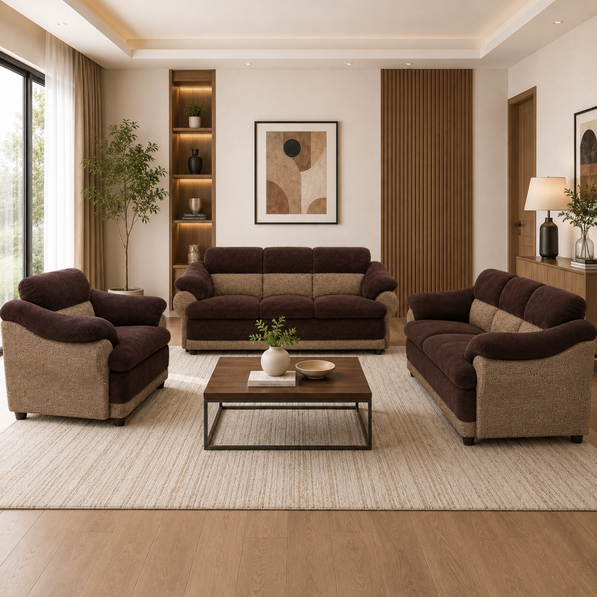 Modern Luxury Upholstered Sofa with Premium Cushioning, Designer Armrests & Contemporary Living Room Furniture