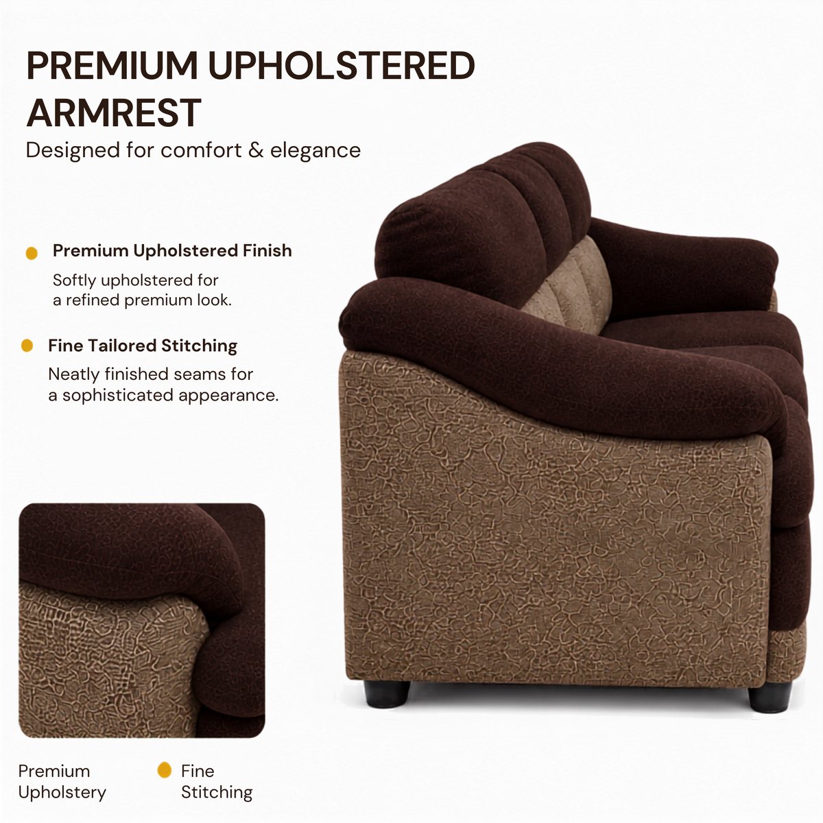 Modern Luxury Upholstered Sofa with Premium Cushioning, Designer Armrests & Contemporary Living Room Furniture