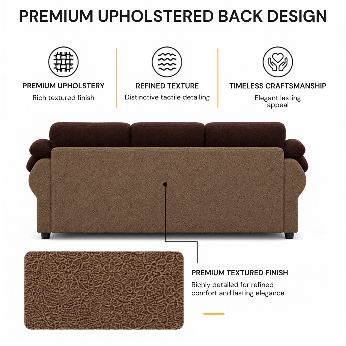 Modern Luxury Upholstered Sofa with Premium Cushioning, Designer Armrests & Contemporary Living Room Furniture