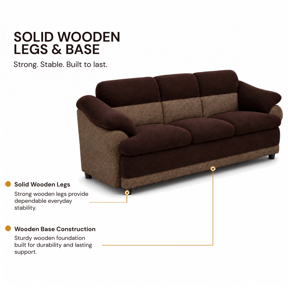 Modern Luxury Upholstered Sofa with Premium Cushioning, Designer Armrests & Contemporary Living Room Furniture