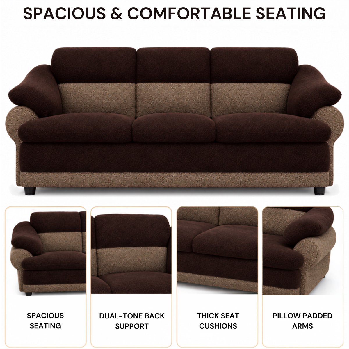 Modern Luxury Upholstered Sofa with Premium Cushioning, Designer Armrests & Contemporary Living Room Furniture