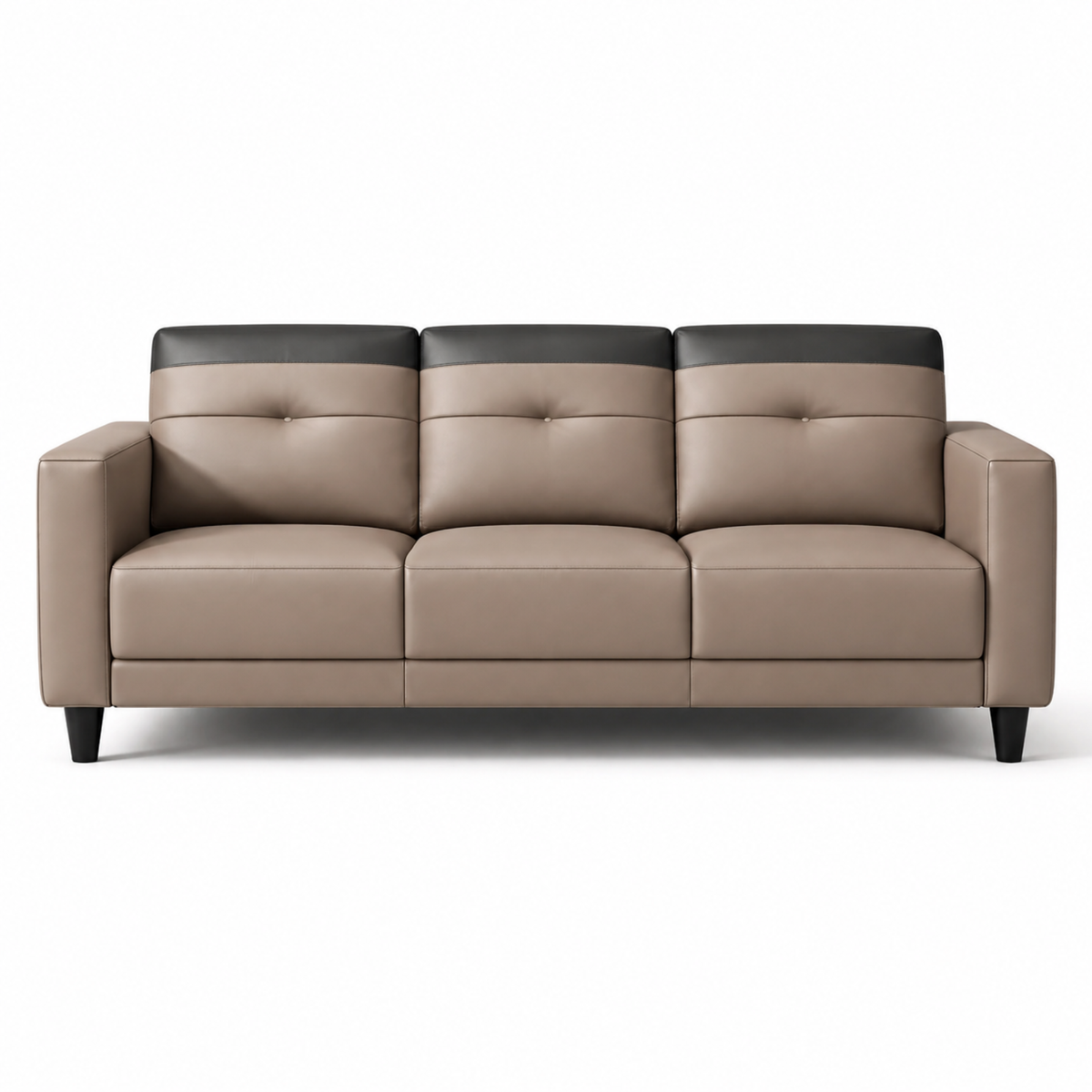 Leather Sofa Modern Dual Tone Upholstery High Density Foam Cushion Solid Wood Frame Handcrafted Premium Finish Durable Comfort Seating