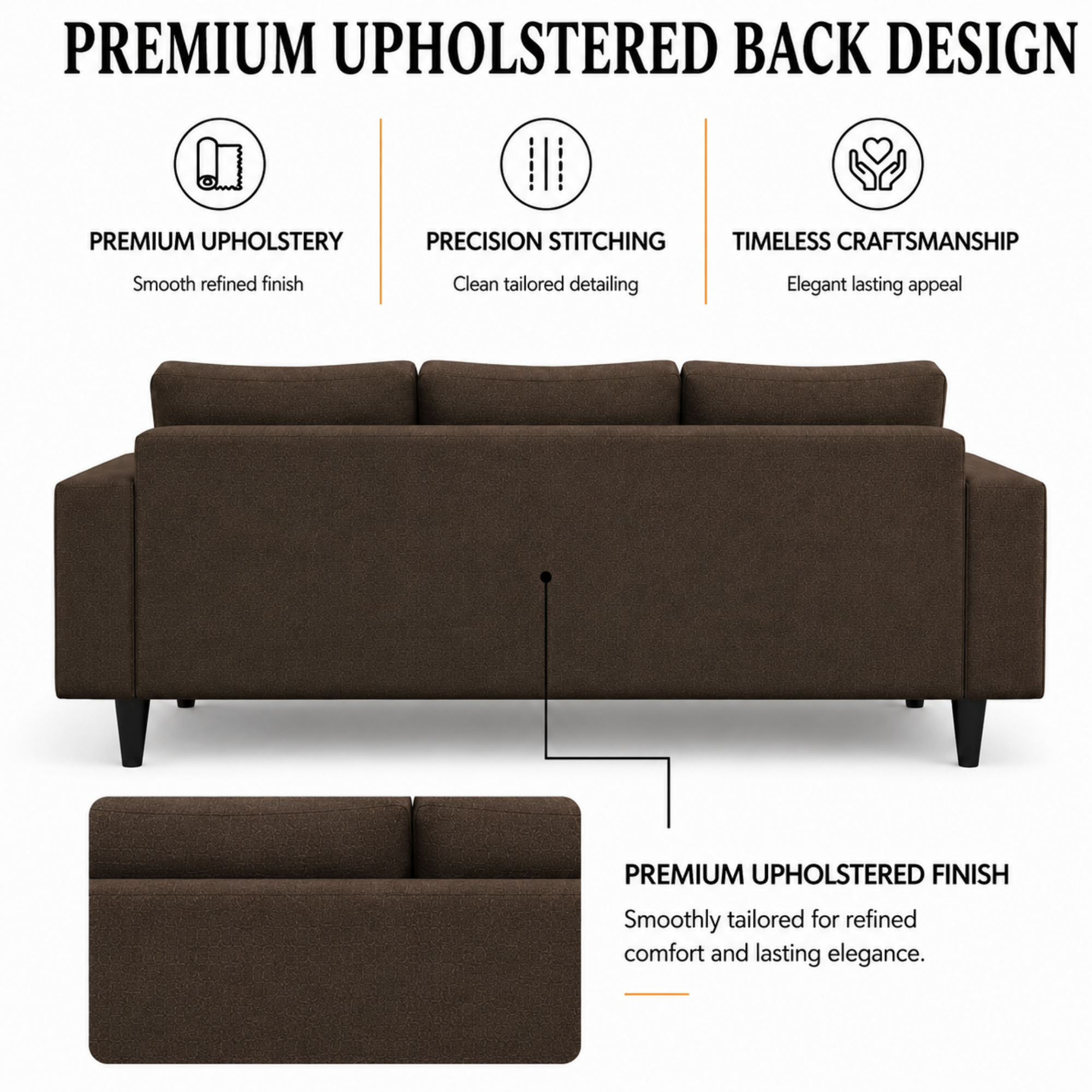 Modern Fabric Sofa Premium Upholstered Luxury Sofa with Dual Tone Design High Density Foam Seating Solid Wood Frame for Living Room