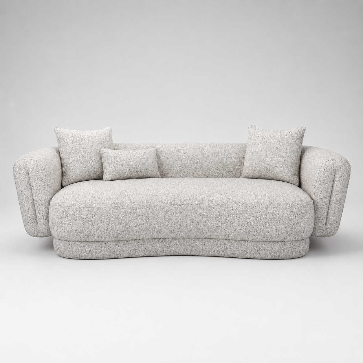 Modern Curved Boucle Fabric Sofa with Premium Upholstery, High Density Foam & Luxury Contemporary Living Room Design