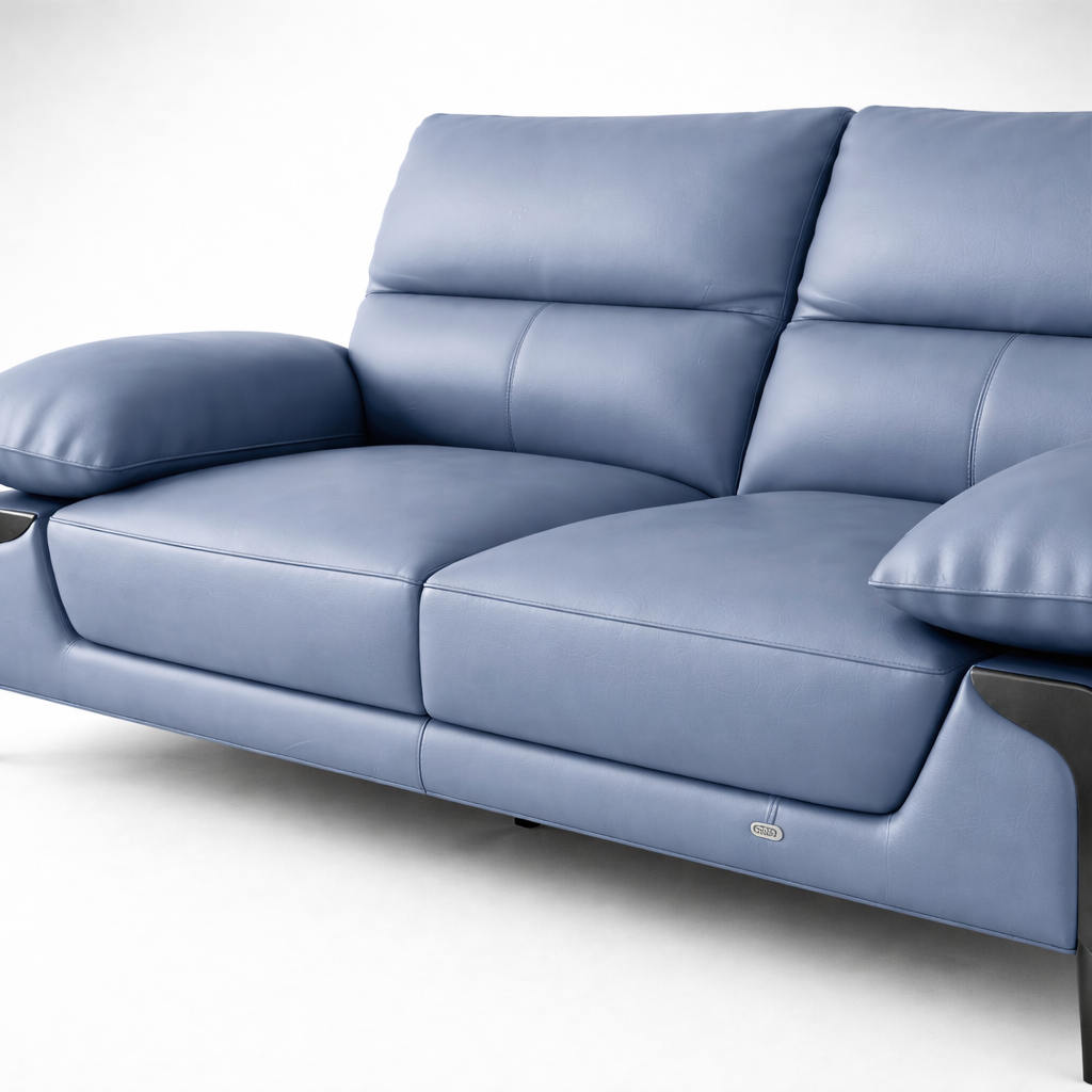 Luxury Leather Sofa Modern Minimalist Design with Metal Legs High Density Foam Comfortable Seating Premium Finish Living Room Sofa