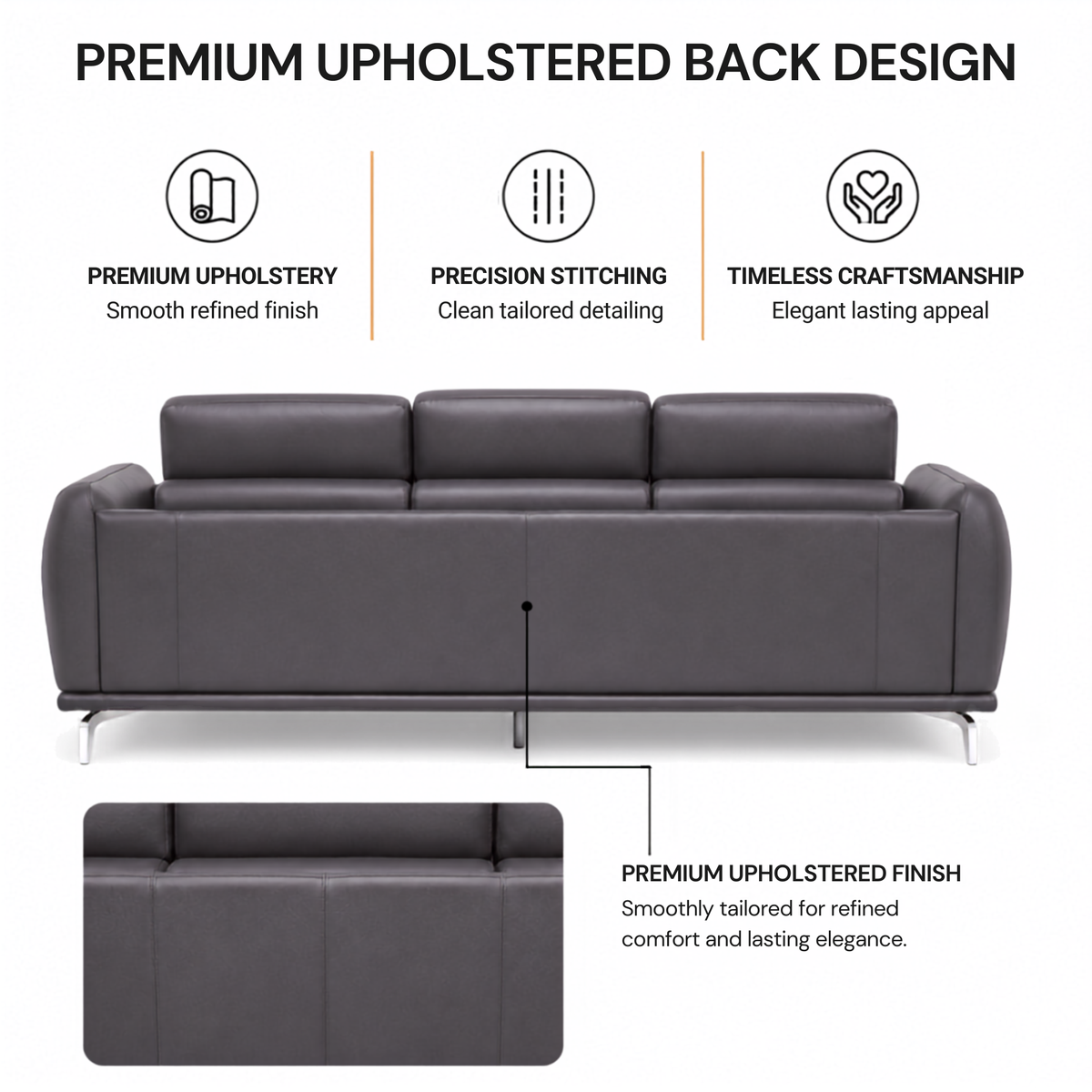 Modern Luxury Upholstered Sofa with Premium Leatherette Finish, High Density Foam Cushioning & Contemporary Designer Styling