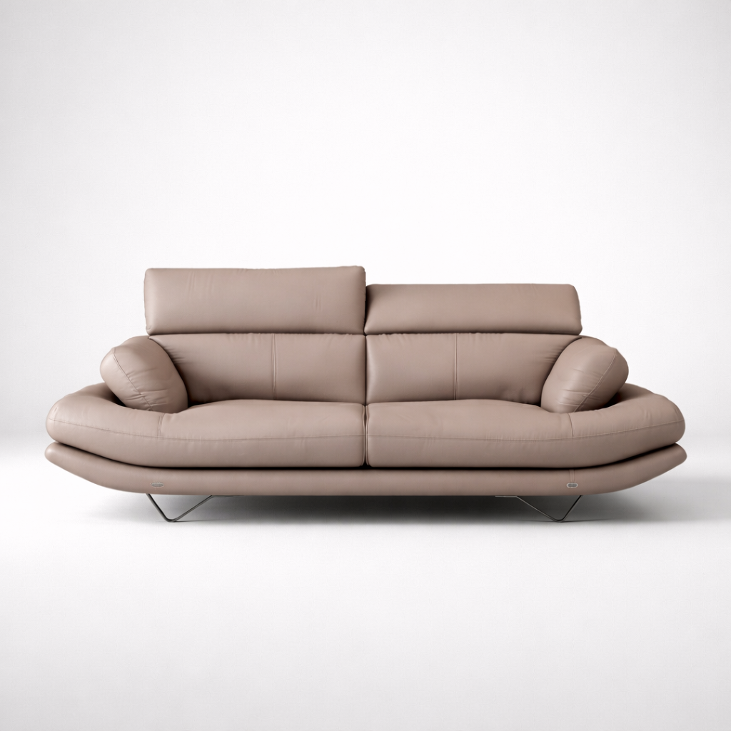 Modern Leather Sofa Premium Upholstered Luxury Couch with Ergonomic Comfort, Sleek Metal Legs & Contemporary Design for Living Room