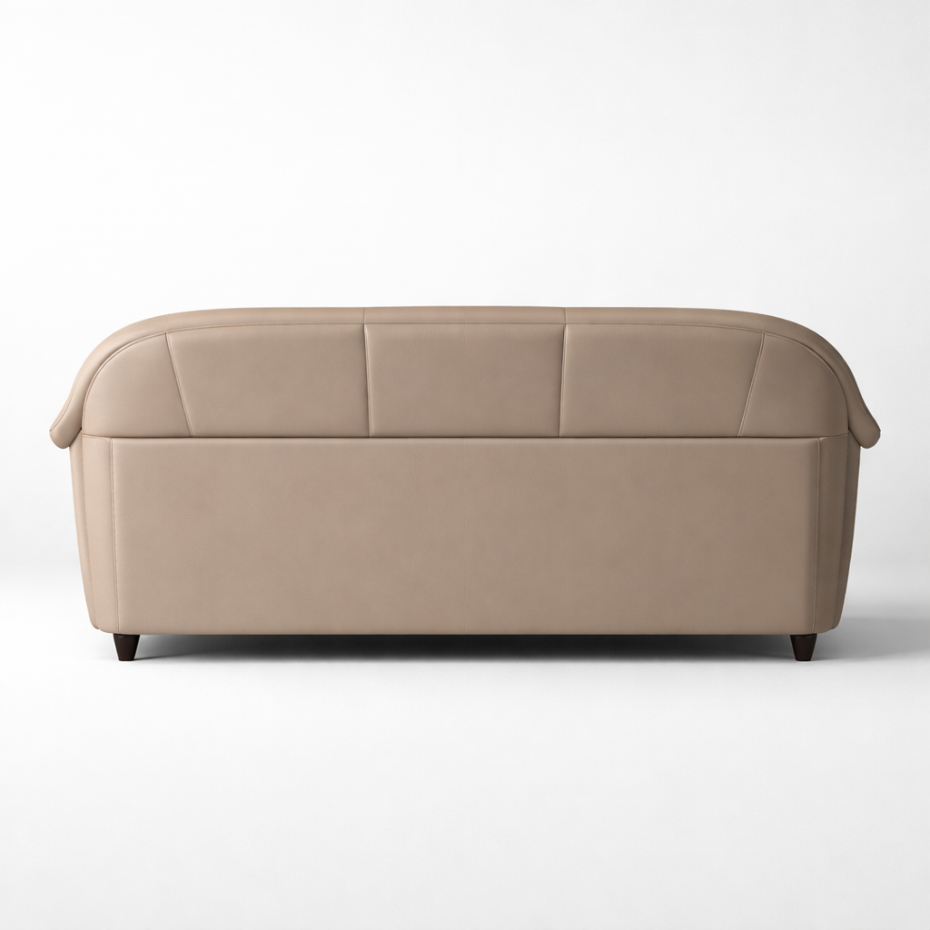 Premium Leatherette Sofa for Living Room – Modern Luxury Beige Upholstered Sofa with Curved Arm Design & High-Density Comfort