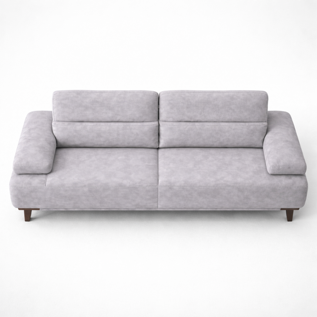 Modern Grey Fabric Sofa Premium Upholstered Minimal Design Couch with Soft Cushioning and Wooden Legs for Luxury Living Room