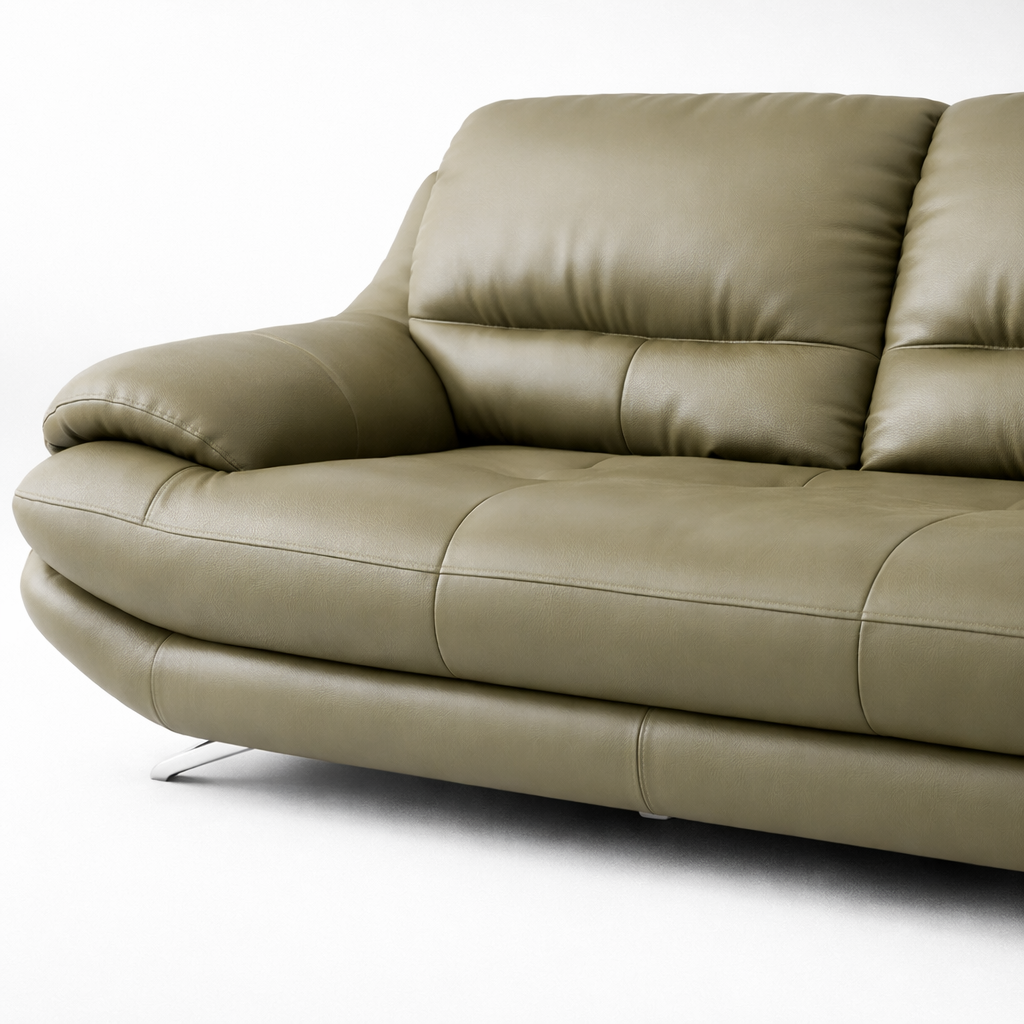 Luxury Leather Sofa Premium Modern Designer Olive Green Sofa with Plush Comfort Durable Frame Contemporary Living Room Furniture