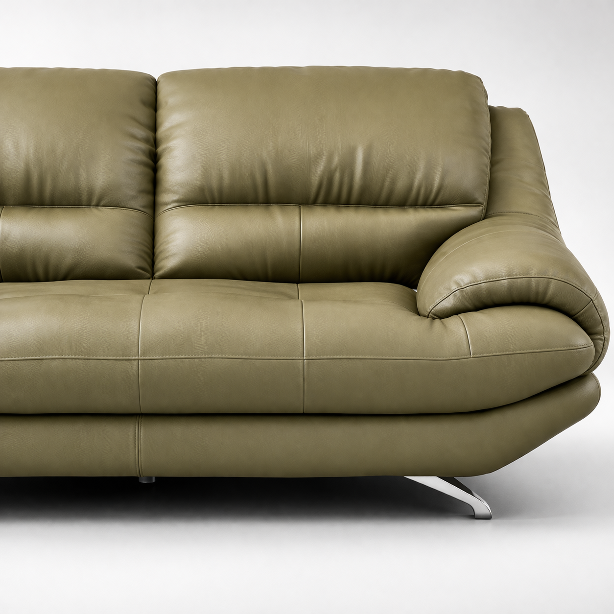 Luxury Leather Sofa Premium Modern Designer Olive Green Sofa with Plush Comfort Durable Frame Contemporary Living Room Furniture