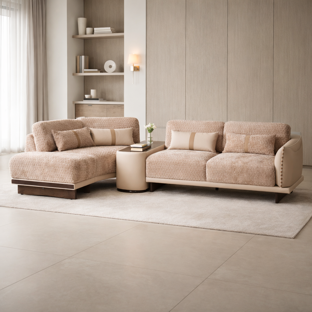 5 सीटर एल आकार सोफा आधुनिक डिजाइन टिकाऊ और आरामदायक बैठने की जगह लिविंग रूम के लिए बिल्कुल सही