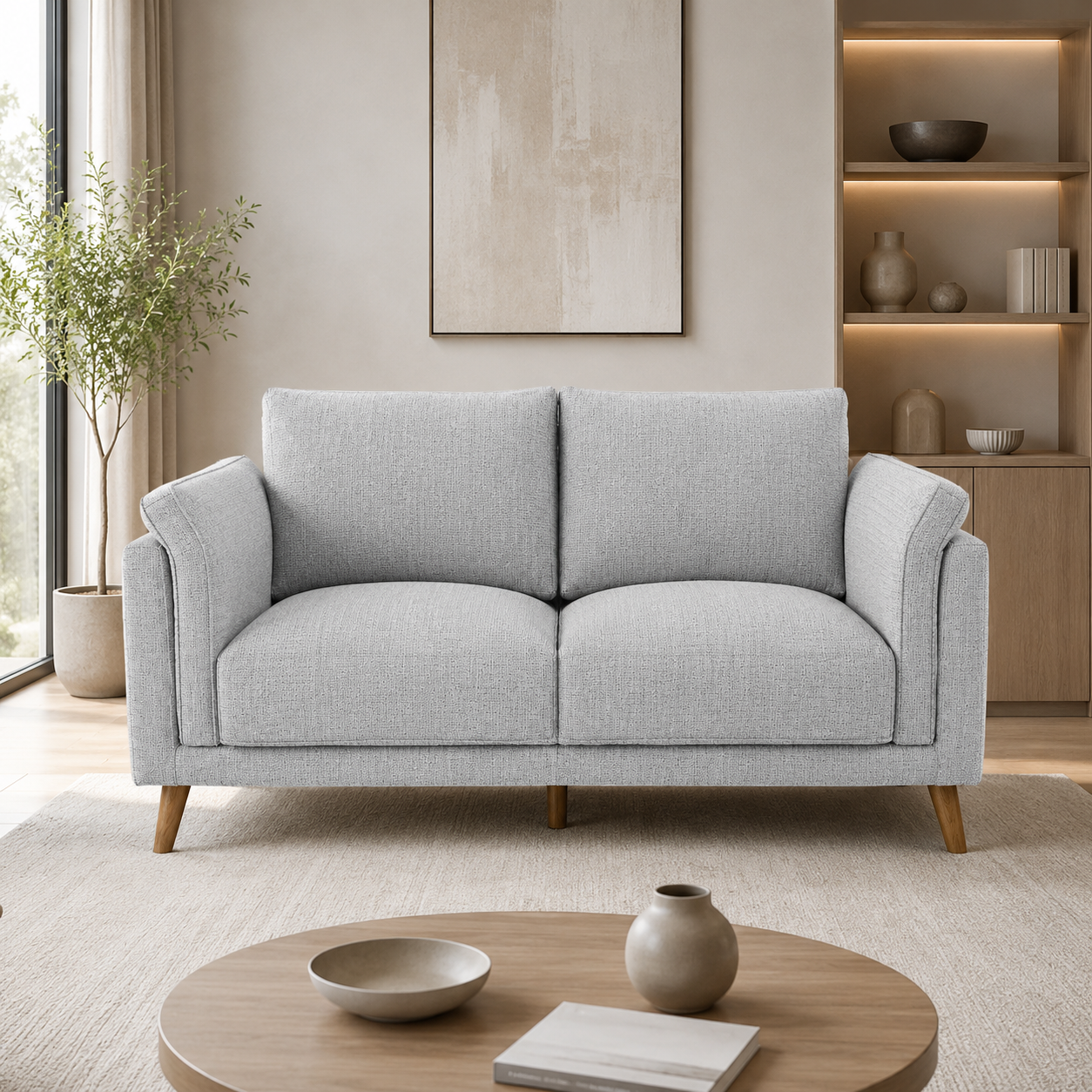 Modern Upholstered Luxury Sofa with Premium Cushioning, Solid Wood Frame & Contemporary Designer Living Room Furniture
