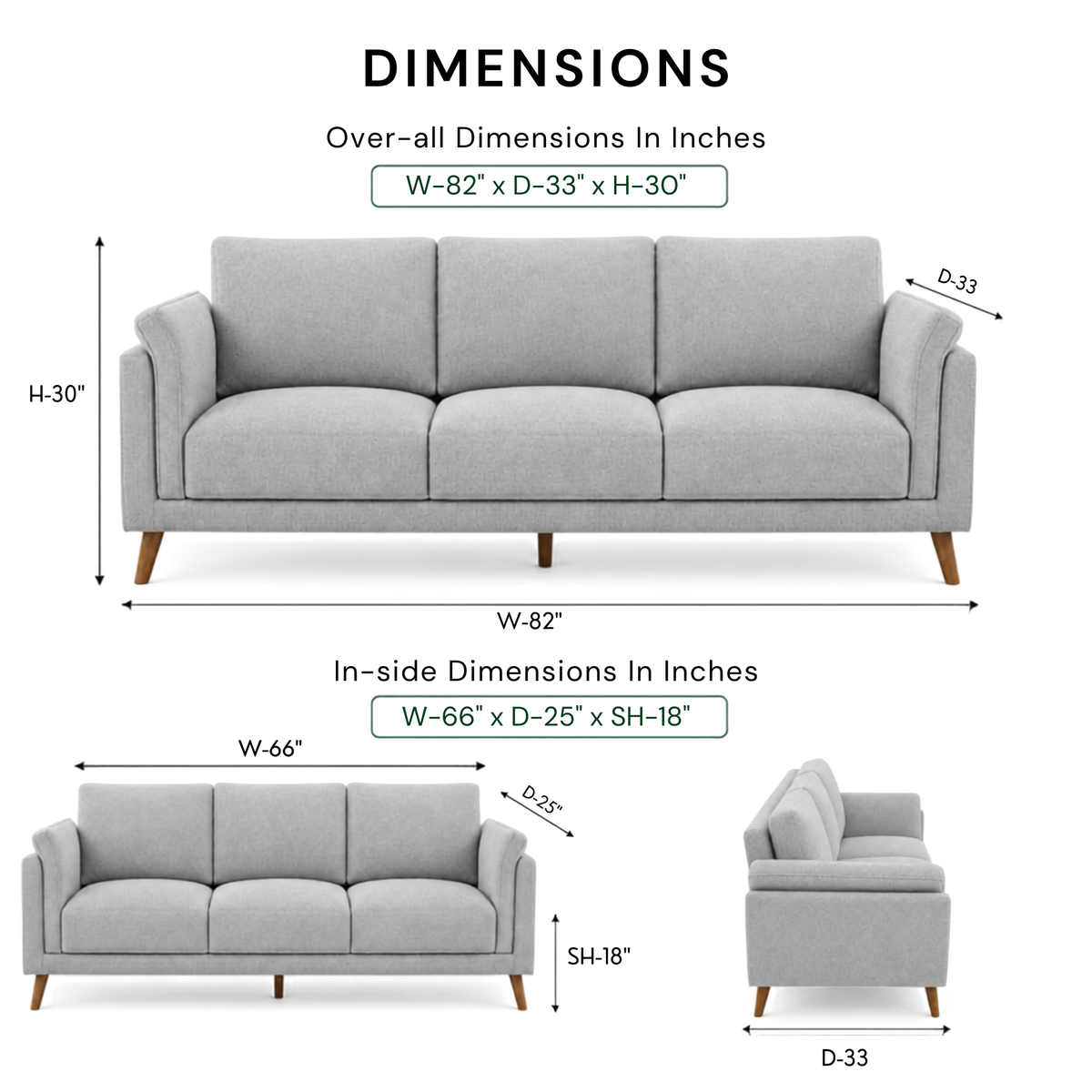 Modern Upholstered Luxury Sofa with Premium Cushioning, Solid Wood Frame & Contemporary Designer Living Room Furniture