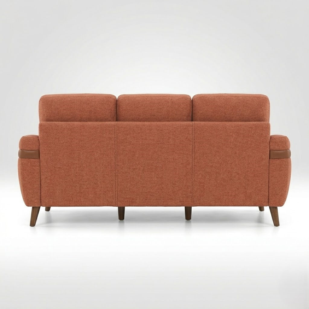 Modern Upholstered Fabric Sofa with Channel Tufted Backrest, Premium Cushioning and Wooden Legs for Living Room Use