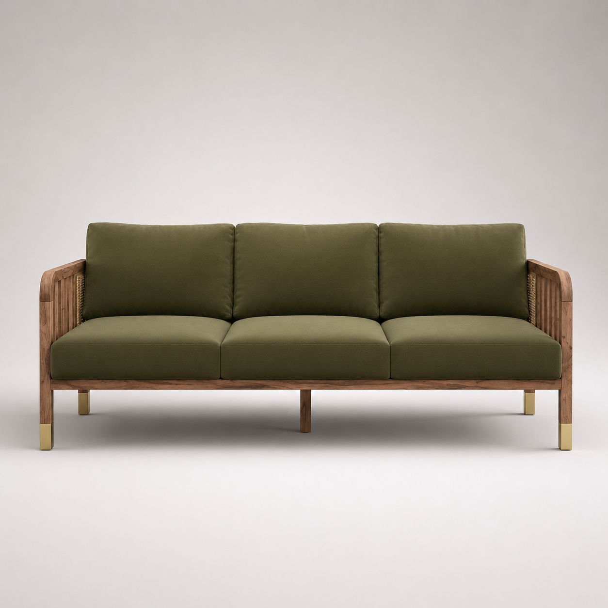 Modern Upholstered Wooden Sofa with Premium Cushion Seating and Solid Wood Frame for Living Room and Lounge Interiors