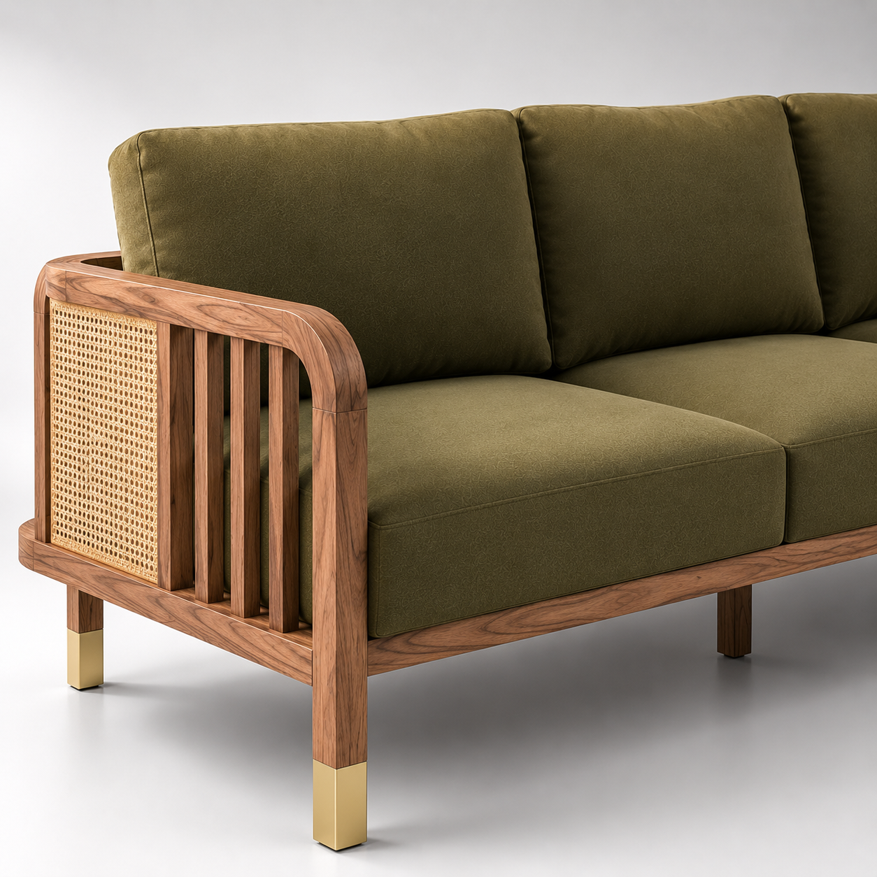 Modern Upholstered Wooden Sofa with Premium Cushion Seating and Solid Wood Frame for Living Room and Lounge Interiors