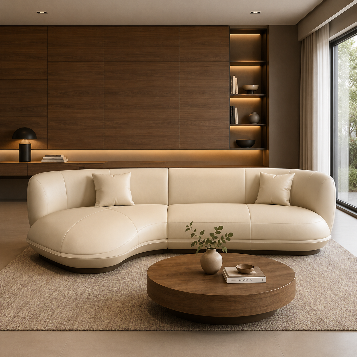 Luxury Curved Sofa Modern Designer Upholstered Couch for Contemporary Living Room Premium Sculptural Lounge Seating Furniture