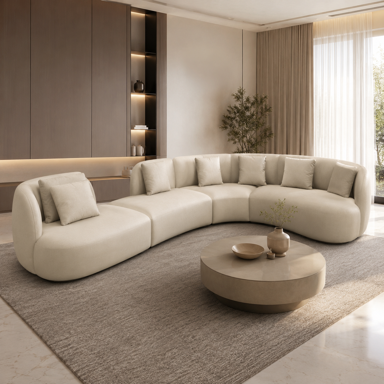 Luxury Curved Modular Sofa for Modern Living Room Designer Sectional Lounge Couch with Premium Upholstery & Deep Seating