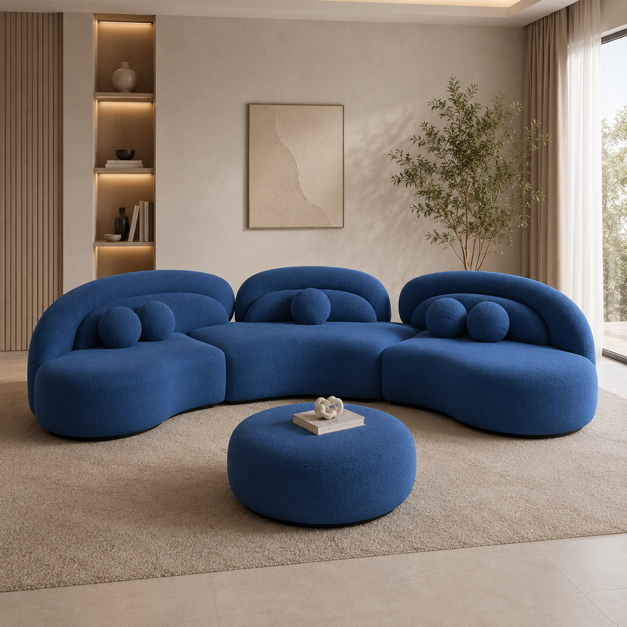Luxury Sculptural Curved Modular Sofa for Modern Living Room and Designer Lounge Spaces with Premium Upholstery Finish