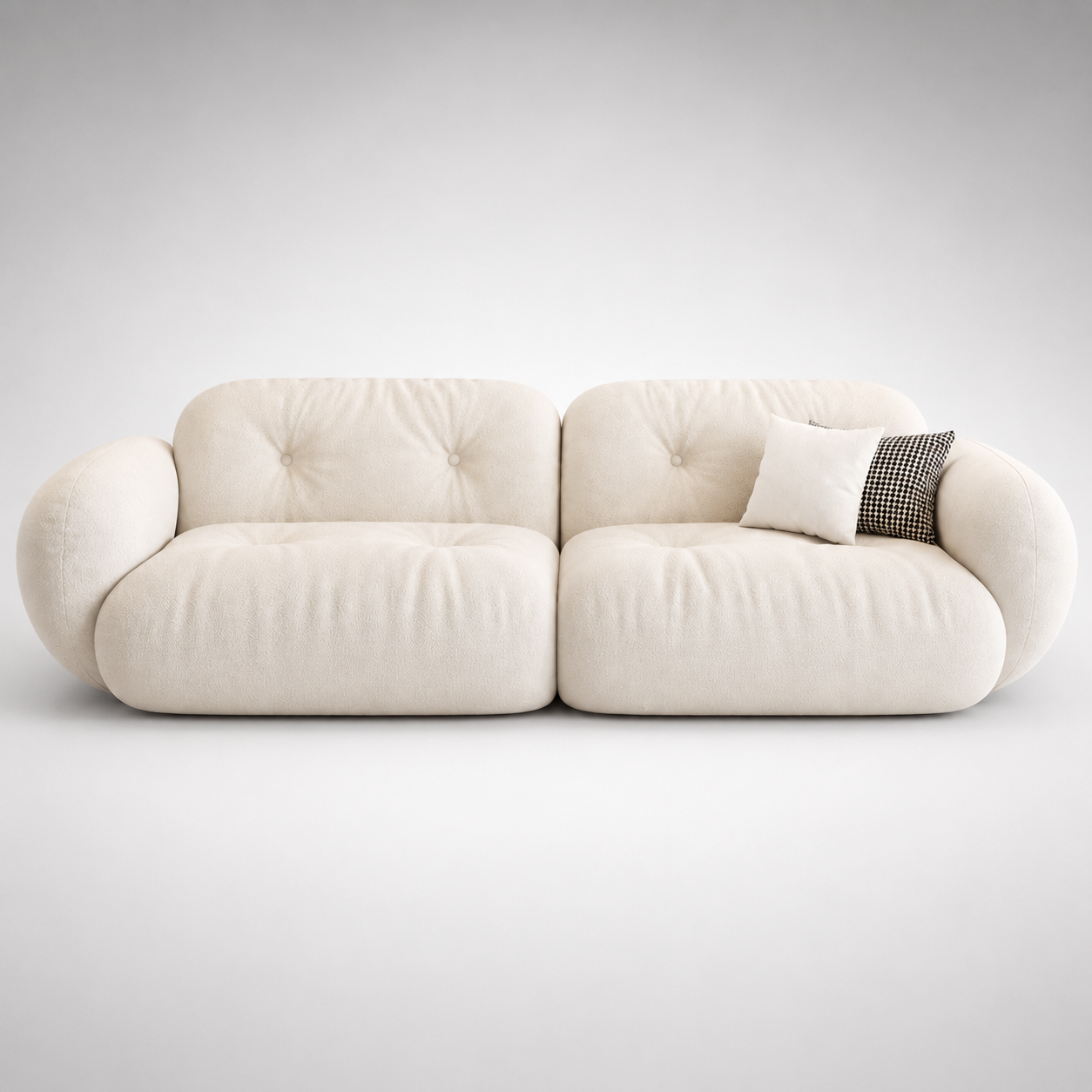 Modern Curved Boucle Lounge Sofa with Deep Cushioned Seating Premium Designer Upholstered Sofa for Luxury Living Rooms