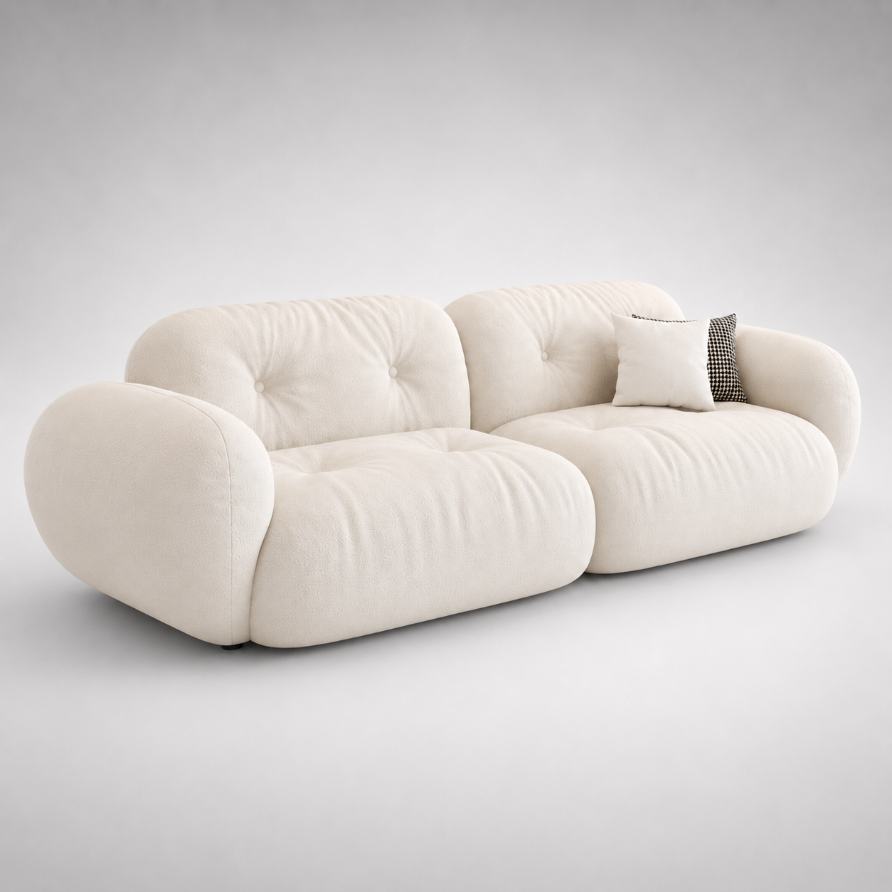 Modern Curved Boucle Lounge Sofa with Deep Cushioned Seating Premium Designer Upholstered Sofa for Luxury Living Rooms