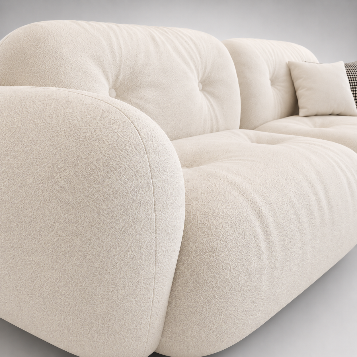 Modern Curved Boucle Lounge Sofa with Deep Cushioned Seating Premium Designer Upholstered Sofa for Luxury Living Rooms