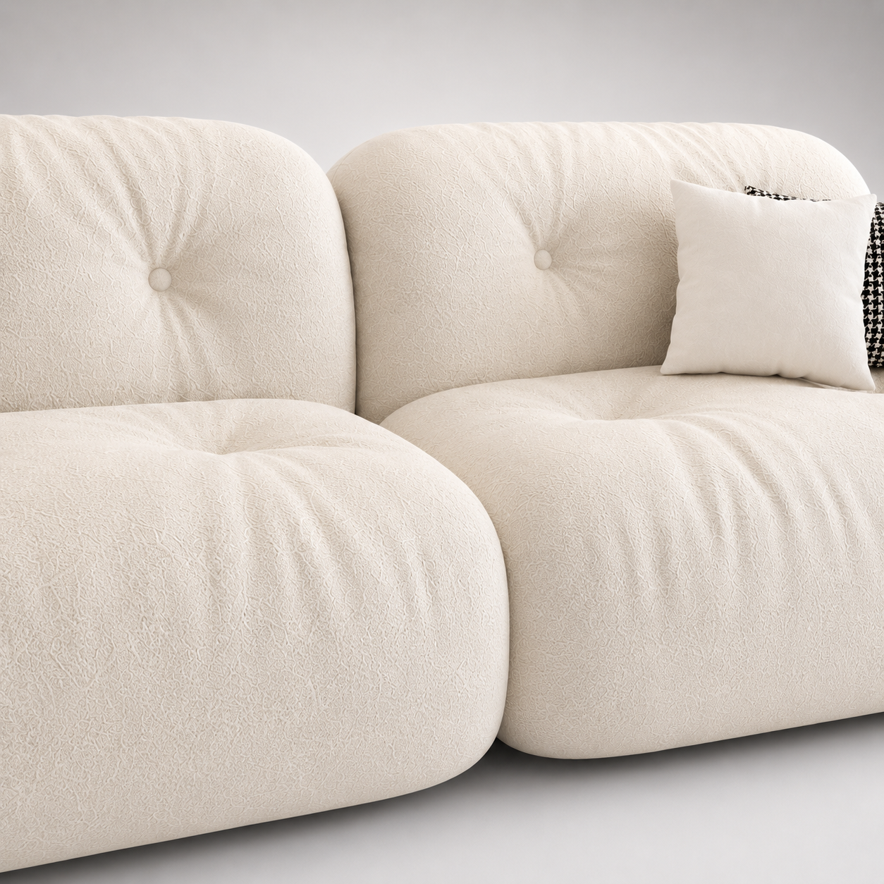 Modern Curved Boucle Lounge Sofa with Deep Cushioned Seating Premium Designer Upholstered Sofa for Luxury Living Rooms