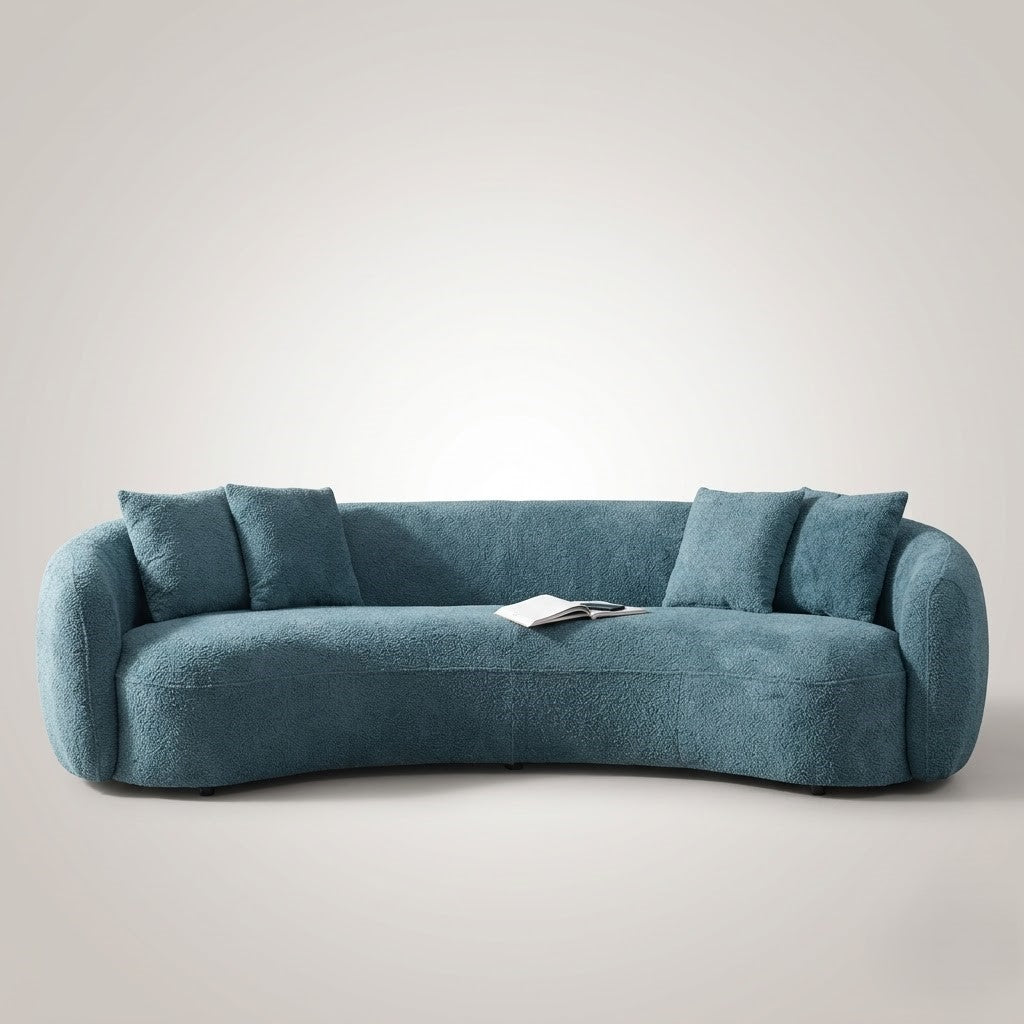 Modern Curved Luxury Sofa with Deep Seating, Sculptural Contemporary Design and Premium Upholstery for Living Room Spaces