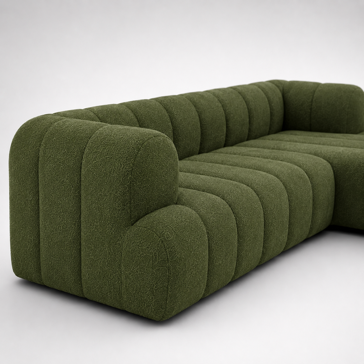 Modern L Shape Lounge Sofa with Deep Tufted Design, Premium Upholstery & Contemporary Low Profile Living Room Seating