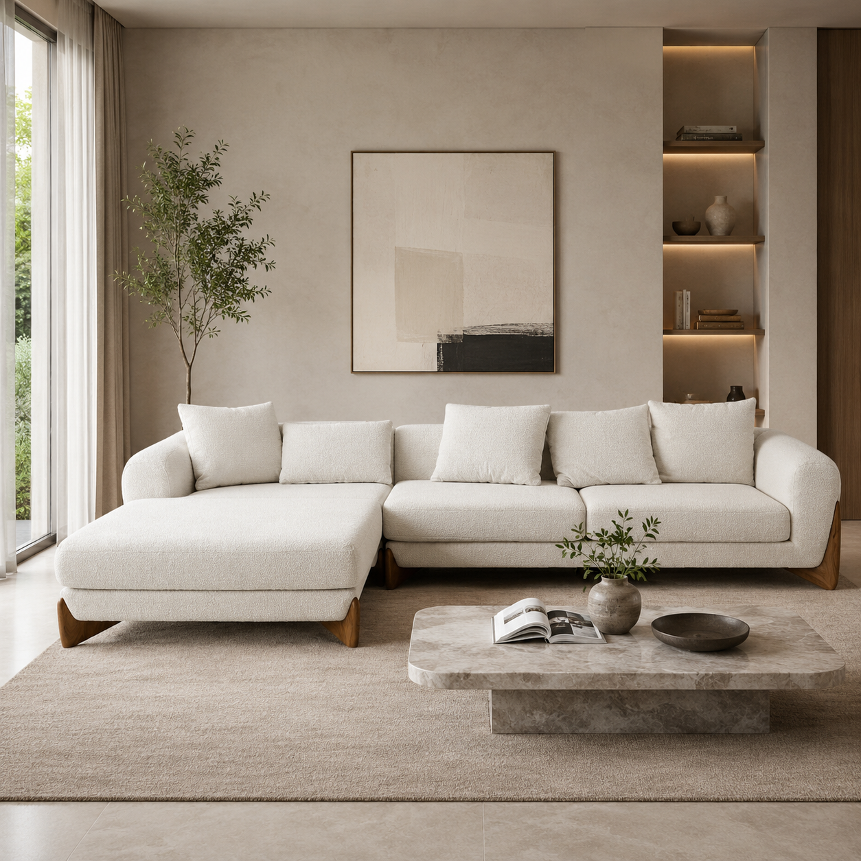 Modern Modular Lounge Sofa with Premium Upholstery, Deep Comfort Seating & Contemporary Designer Living Room Style