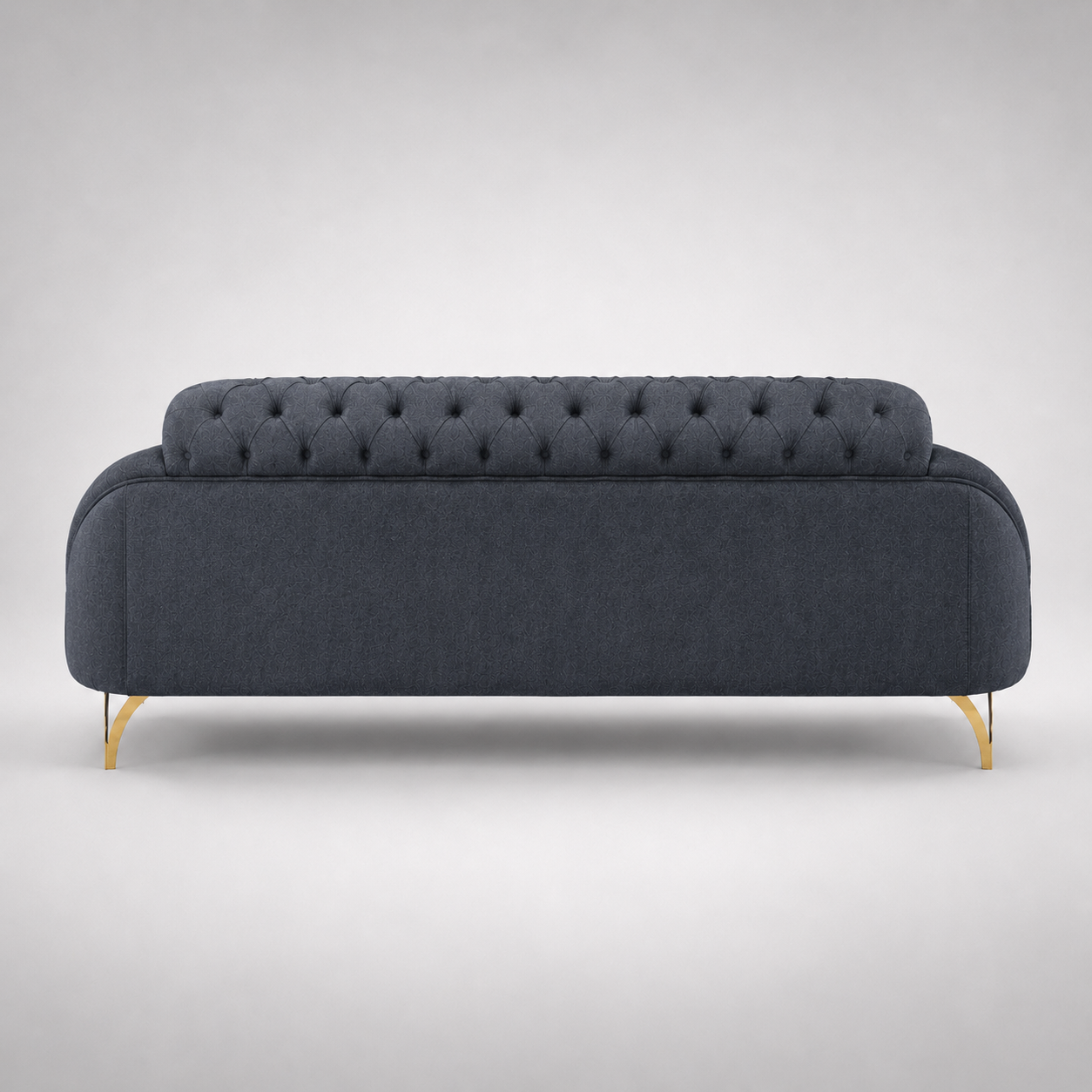 Luxury Tufted Velvet Sofa with Deep Button Detailing, Gold Finish Legs & Premium Upholstered Modern Living Room Couch