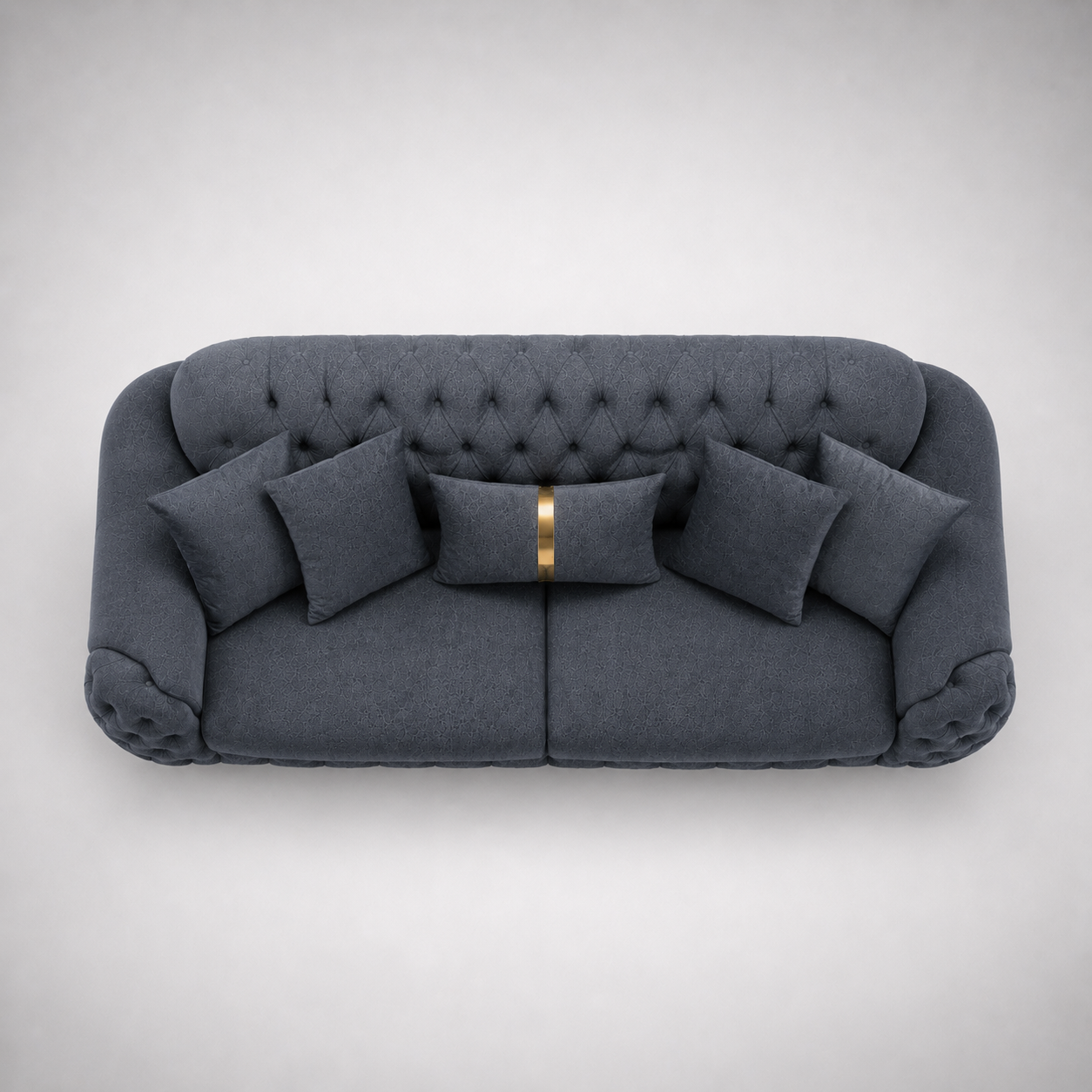Luxury Tufted Velvet Sofa with Deep Button Detailing, Gold Finish Legs & Premium Upholstered Modern Living Room Couch
