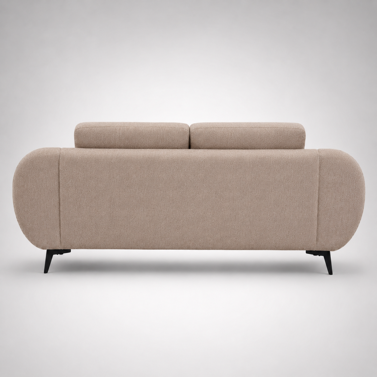 Modern Luxury Upholstered Fabric Sofa with Curved Arms, Plush Cushions & Contemporary Metal Legs for Living Room Spaces