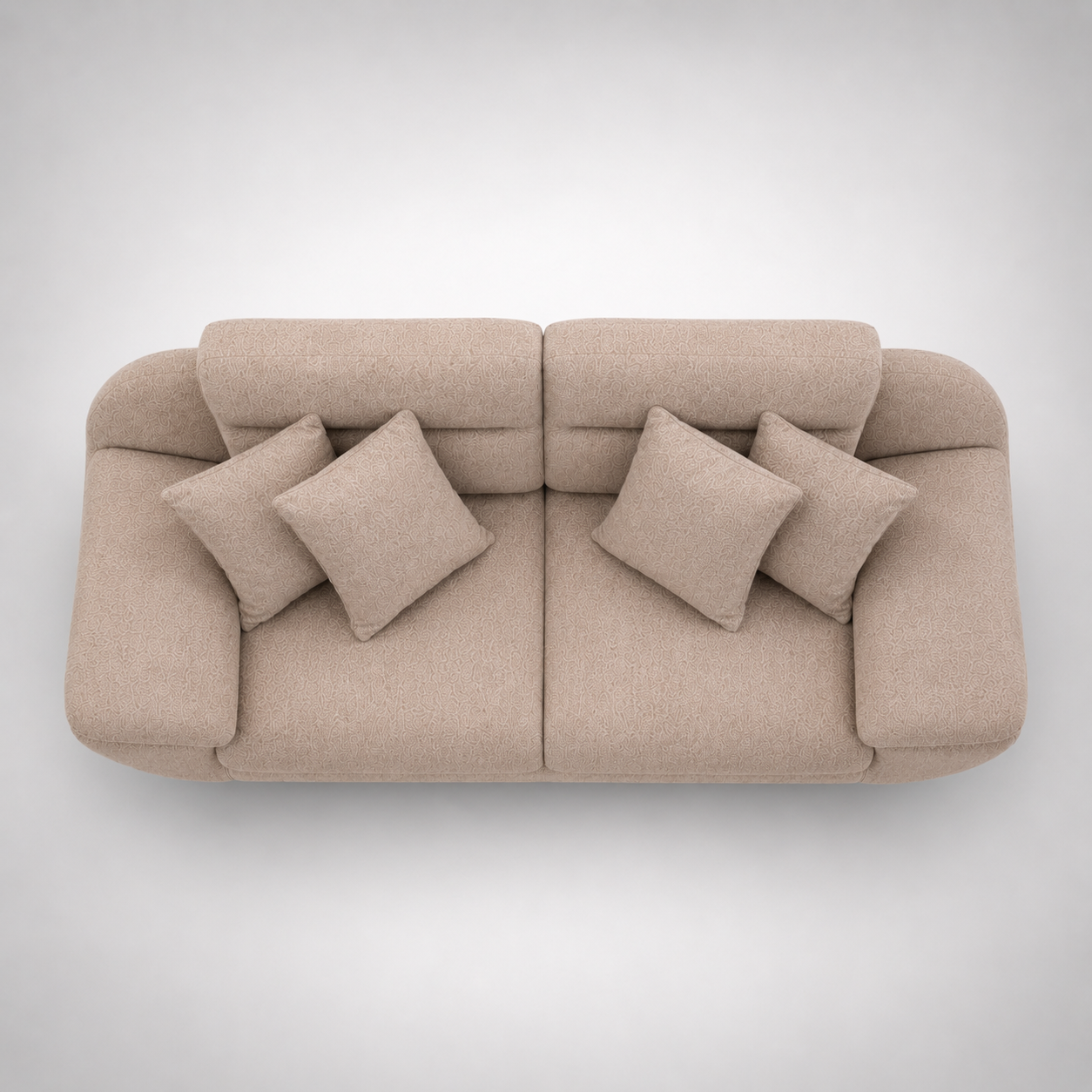 Modern Luxury Upholstered Fabric Sofa with Curved Arms, Plush Cushions & Contemporary Metal Legs for Living Room Spaces