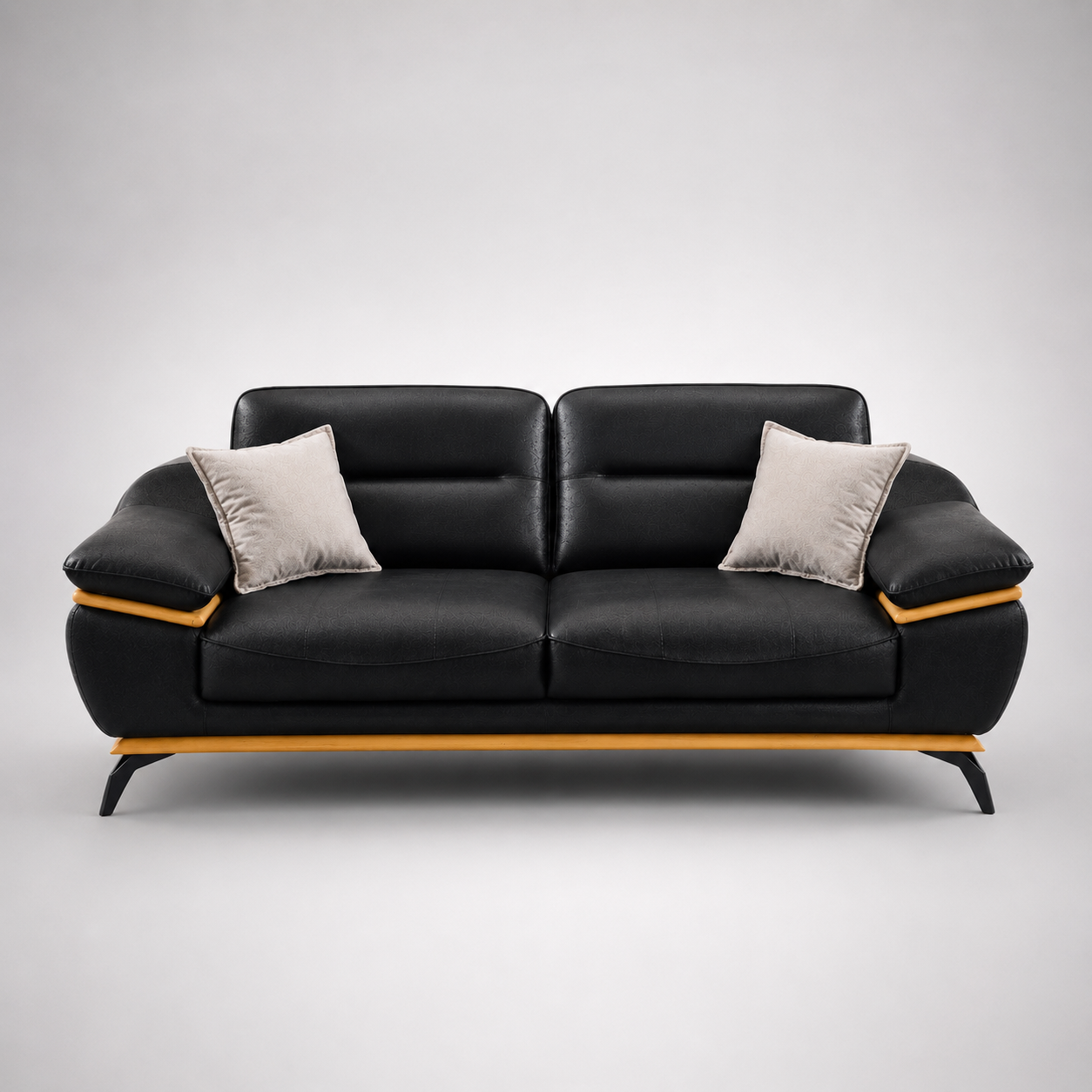 Modern Luxury Upholstered Sofa with Gold Accent Details, Premium Cushion Seating & Contemporary Designer Living Room Sofa