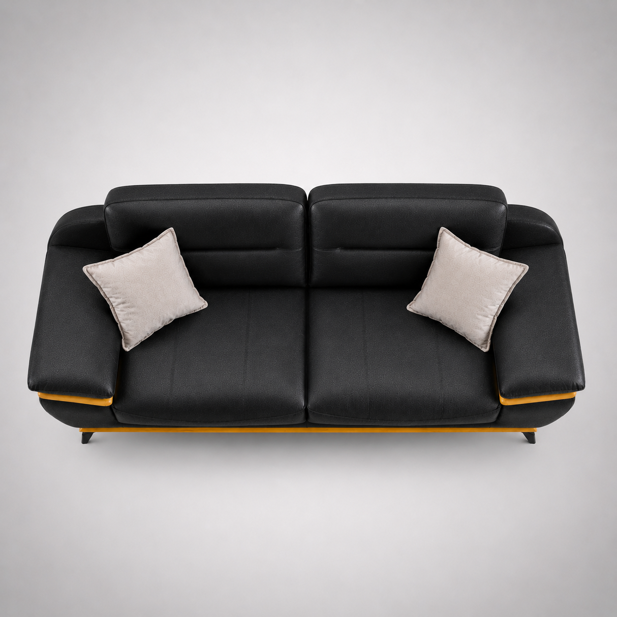Modern Luxury Upholstered Sofa with Gold Accent Details, Premium Cushion Seating & Contemporary Designer Living Room Sofa