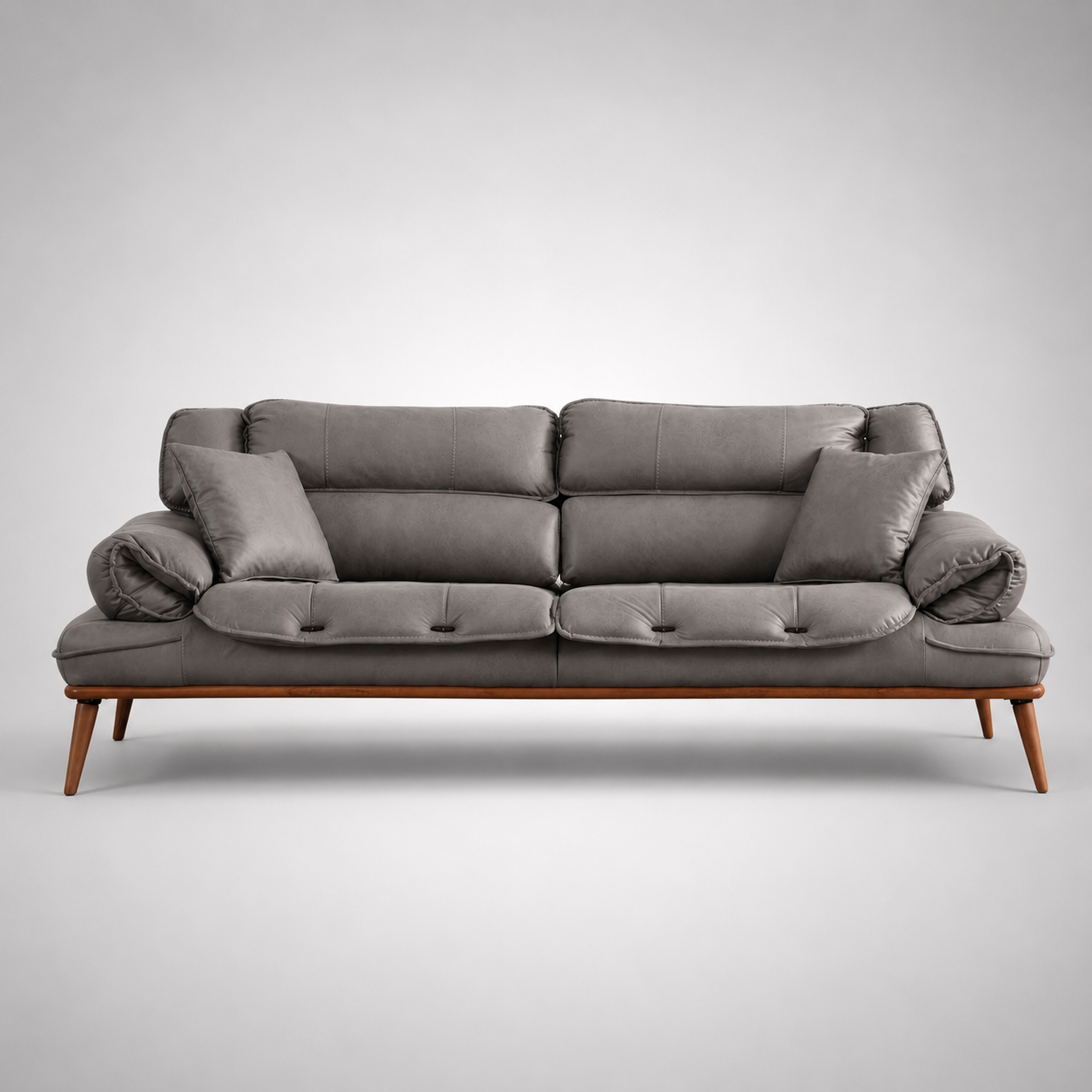 Modern Luxury Upholstered Sofa with Premium Leatherette Finish, Plush Cushioning & Solid Wood Legs for Elegant Interiors