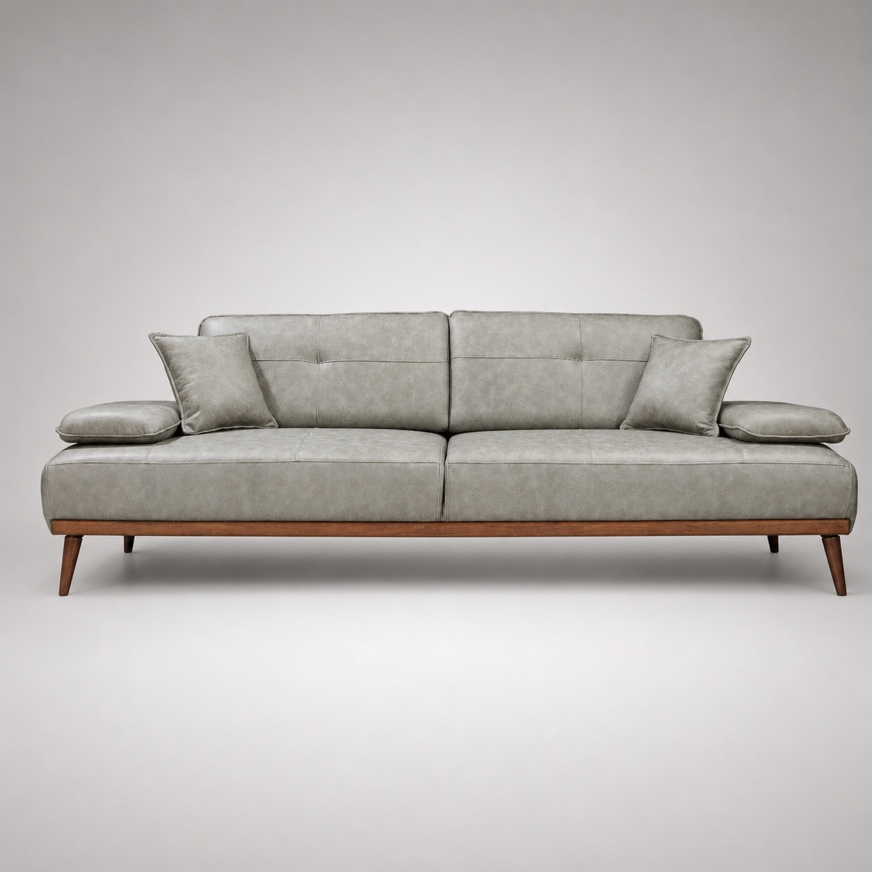 Modern Premium Upholstered Leather Sofa with Wooden Base Frame and Contemporary Luxury Design for Living Room Furniture