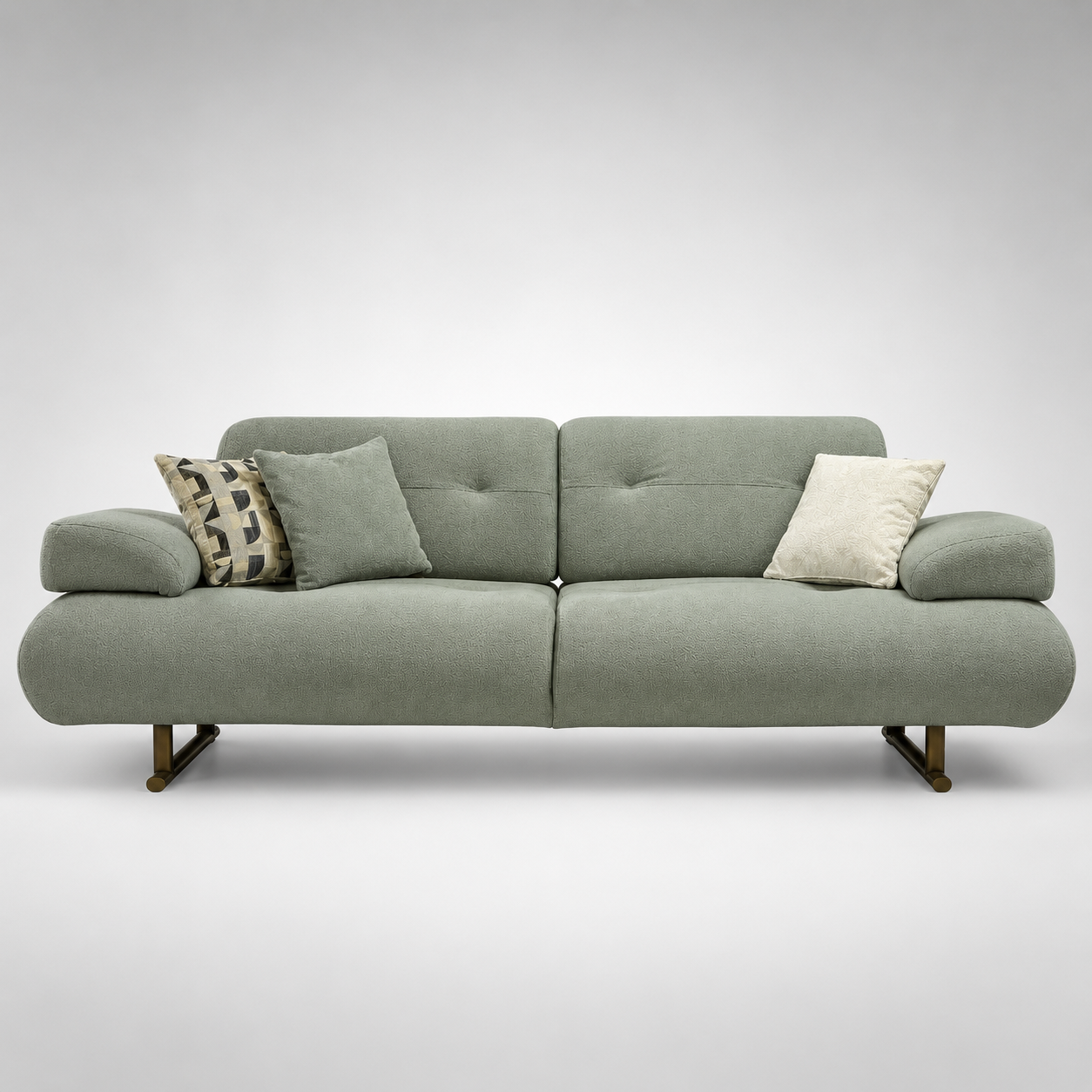 Modern Minimalist Fabric Sofa with Premium Upholstery, Solid Wood Frame, Metal Legs, Ergonomic Comfort Seating for Living Room Interior Spaces