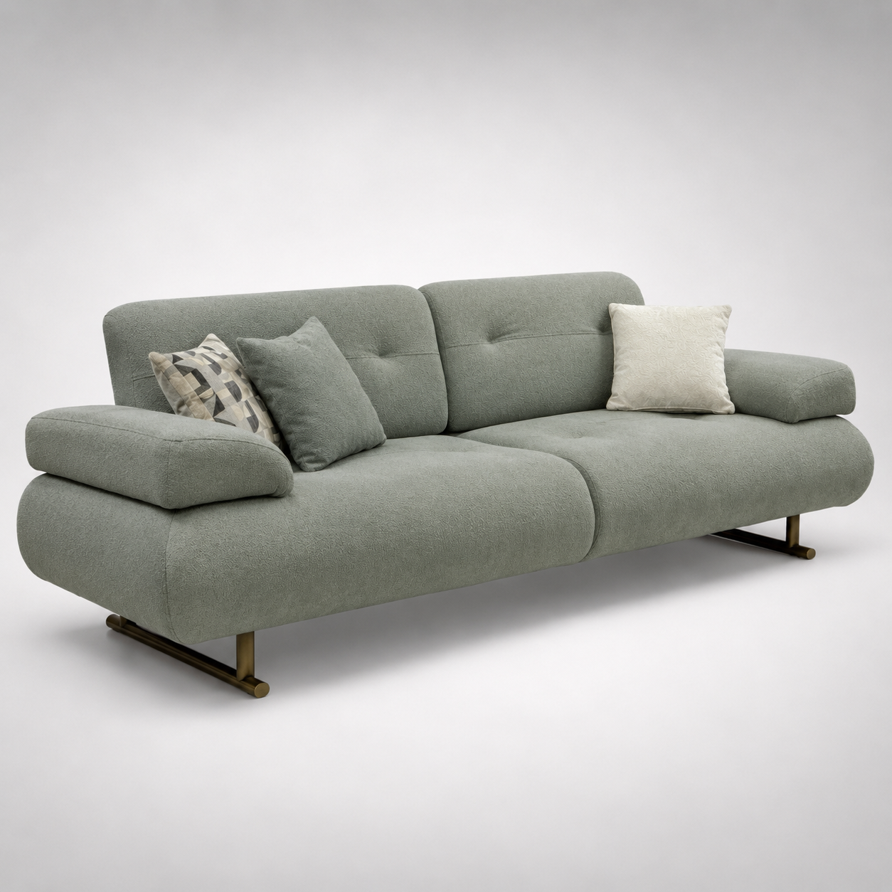 Modern Minimalist Fabric Sofa with Premium Upholstery, Solid Wood Frame, Metal Legs, Ergonomic Comfort Seating for Living Room Interior Spaces