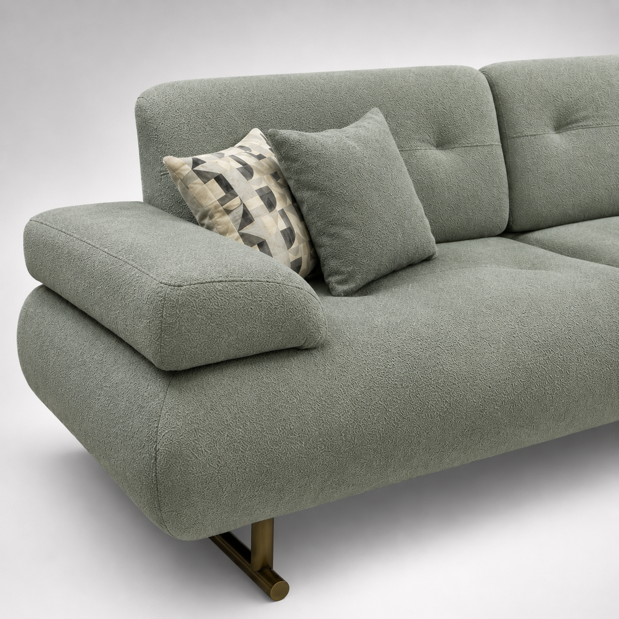 Modern Minimalist Fabric Sofa with Premium Upholstery, Solid Wood Frame, Metal Legs, Ergonomic Comfort Seating for Living Room Interior Spaces