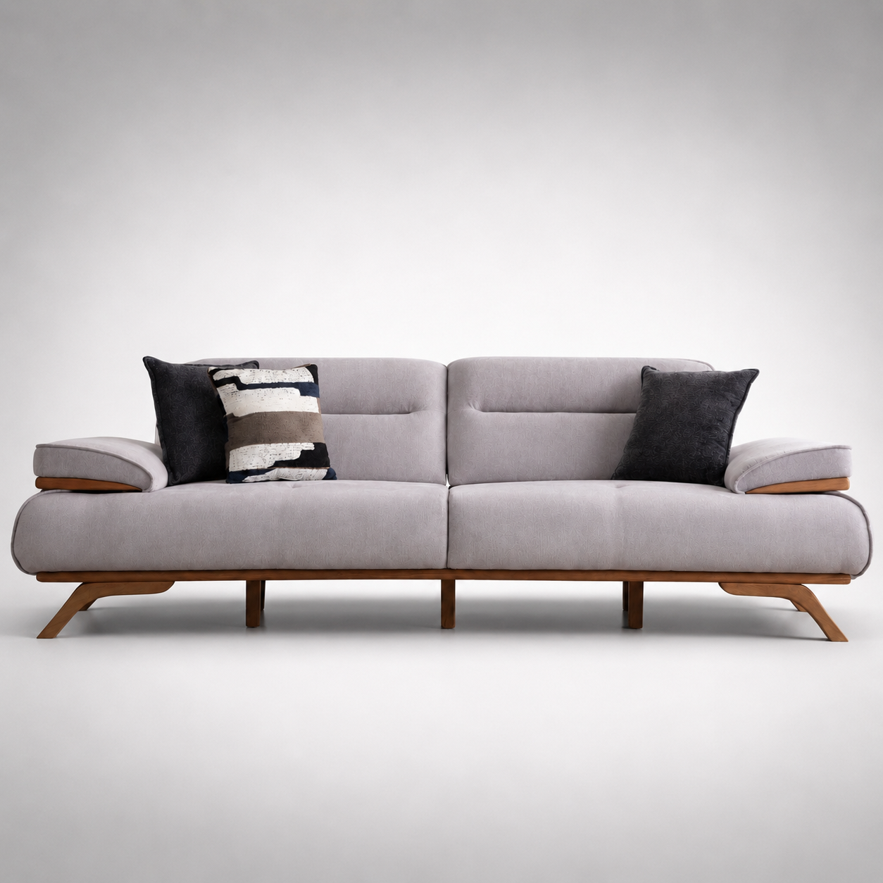 Modern Upholstered Fabric Sofa with Wooden Base Premium Contemporary Living Room Furniture for Luxury Interior Spaces