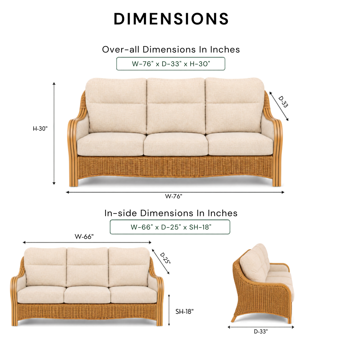 Luxury Handcrafted Rattan Wicker Loveseat Sofa with Cushioned Seating, Curved Wooden Arms & Modern Natural Finish