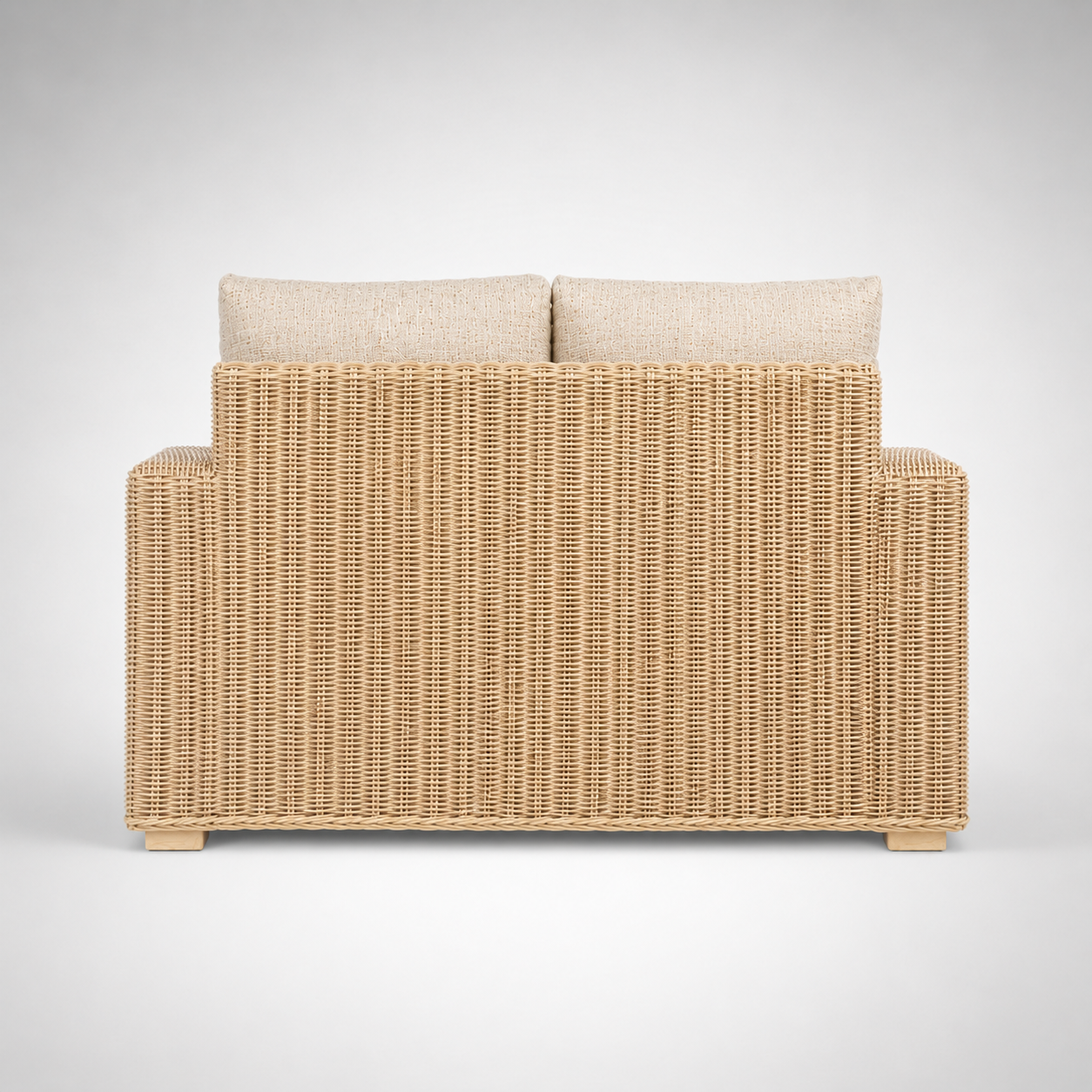 Modern Handcrafted Rattan Wicker Sofa with Premium Cushions, Natural Woven Lounge Couch for Living Room, Balcony & Patio Spaces