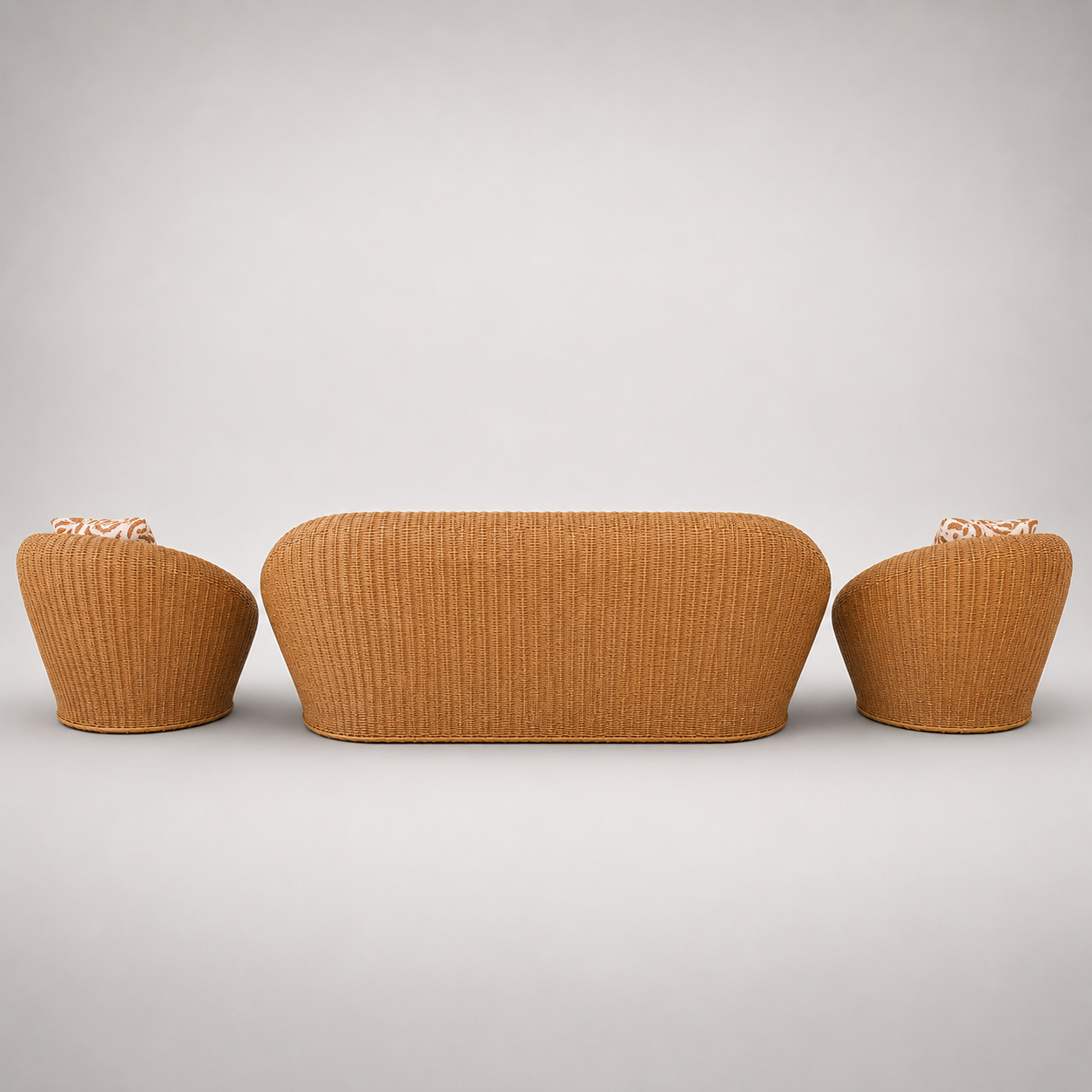 Premium Bamboo Wicker Sofa Set with Cushioned Seating for Outdoor Patio Balcony Garden Resort Lounge and Indoor Spaces