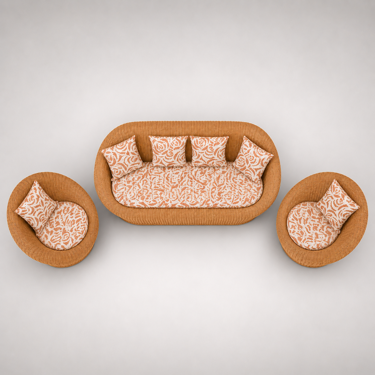 Premium Bamboo Wicker Sofa Set with Cushioned Seating for Outdoor Patio Balcony Garden Resort Lounge and Indoor Spaces